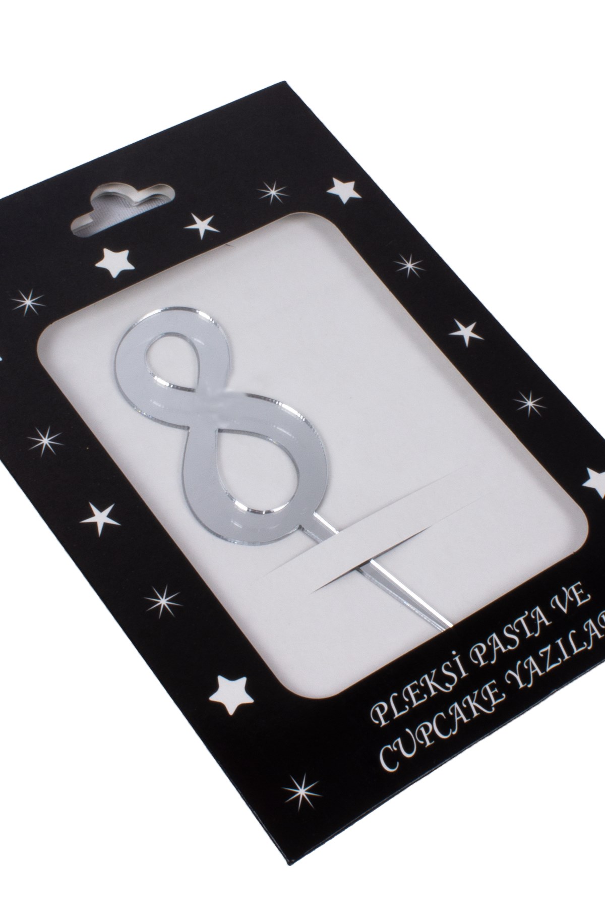 8 Rakam Pasta Üstü Pleksi Yazı Gümüş 12cmPartistST2304