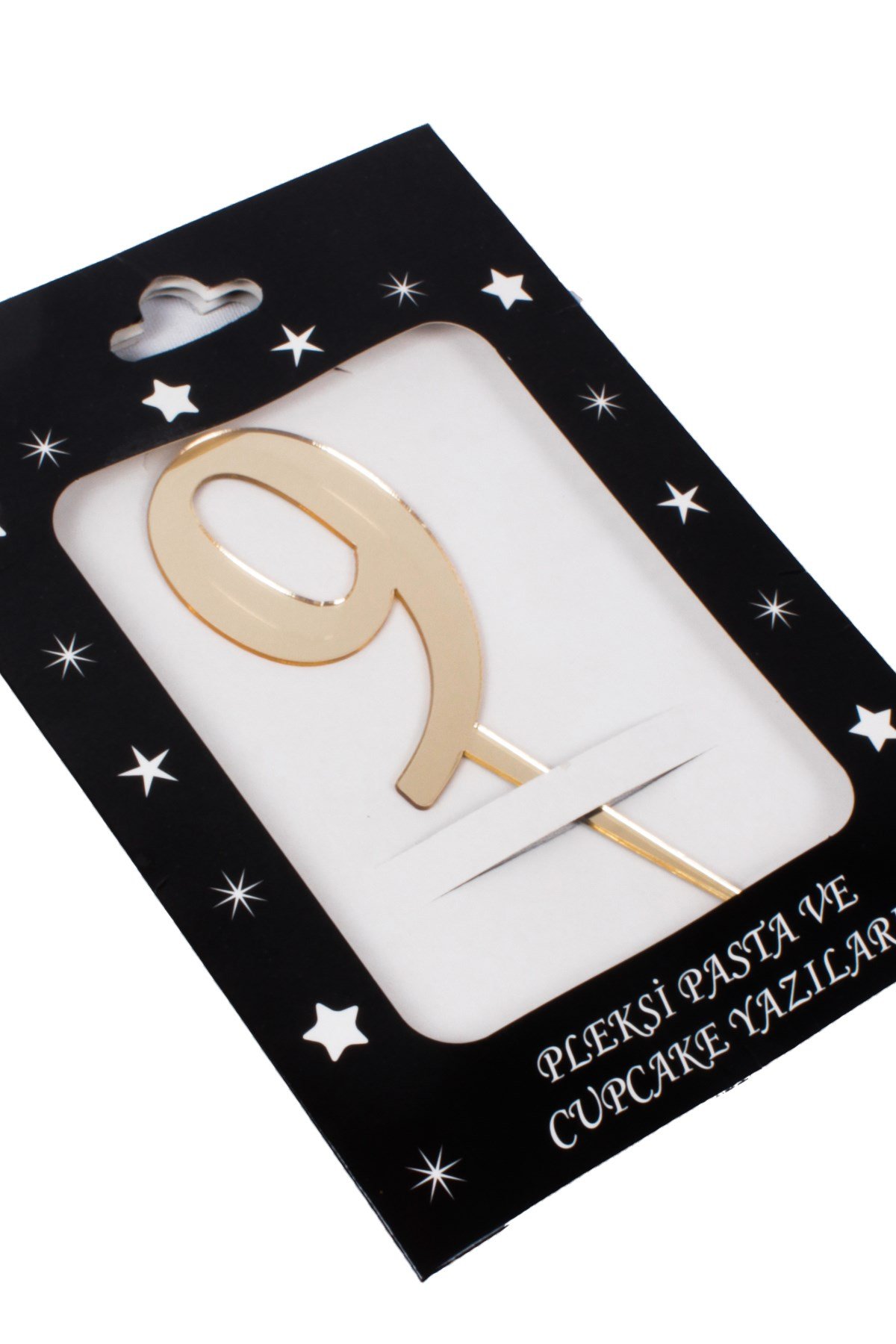 9 Rakam Pasta Üstü Pleksi Yazı Gold 12cmPartistST2305