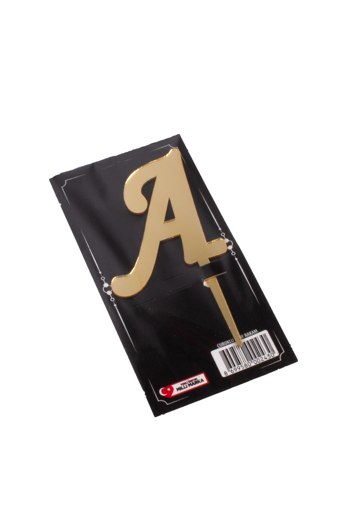 A Harf Pasta Üstü Pleksi Yazı Gold 12cmPartistST2307