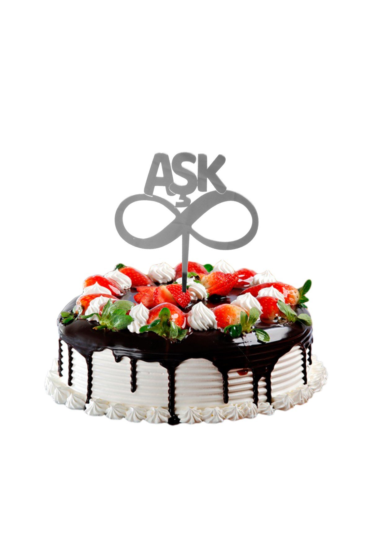 Aşk Sonsuzluk Pasta Üstü Pleksi Yazı Gümüş 14cmPartistST2381