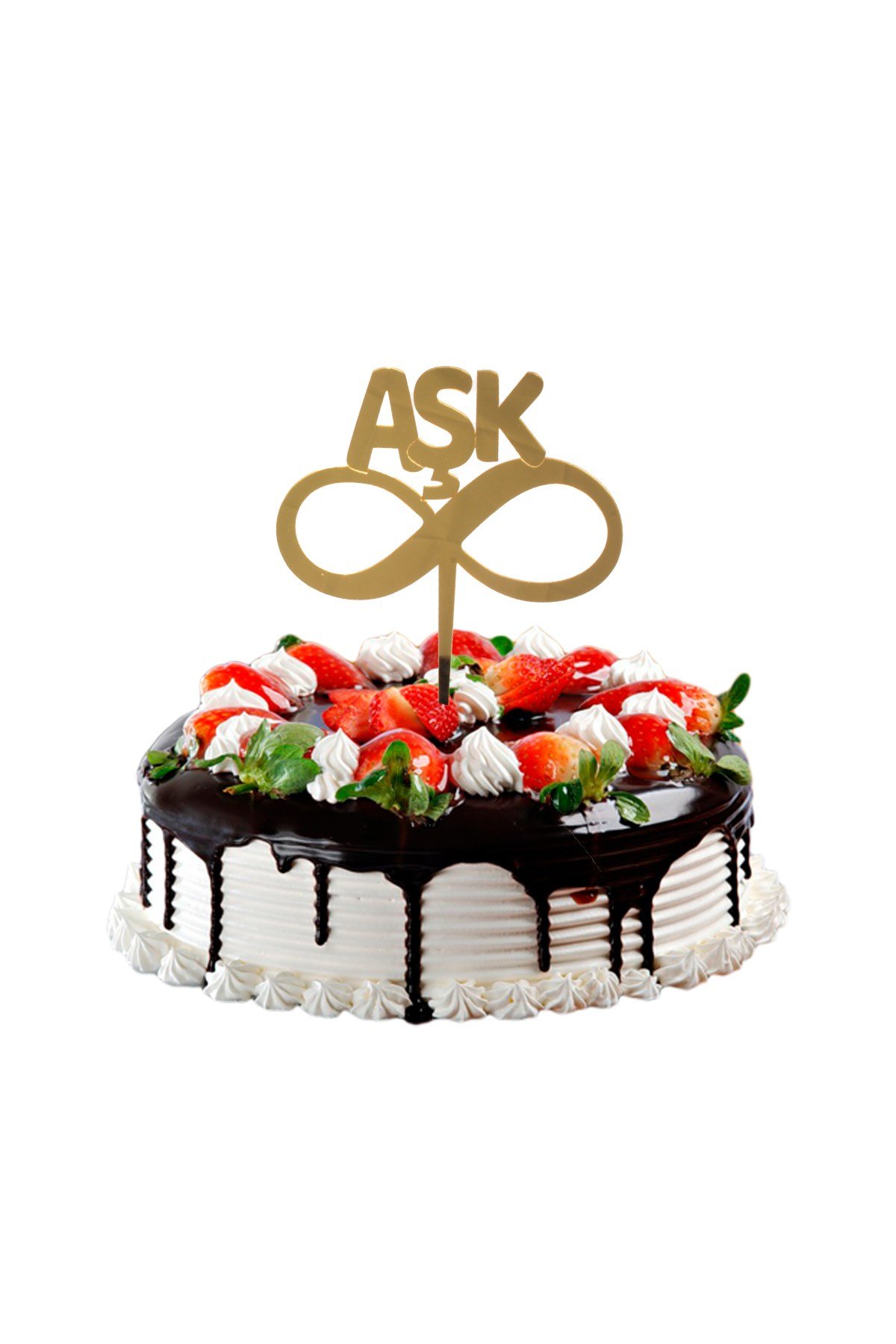 Aşk Sonsuzluk Pasta Üstü Pleksi Yazı Gold 14cmPartistST2380