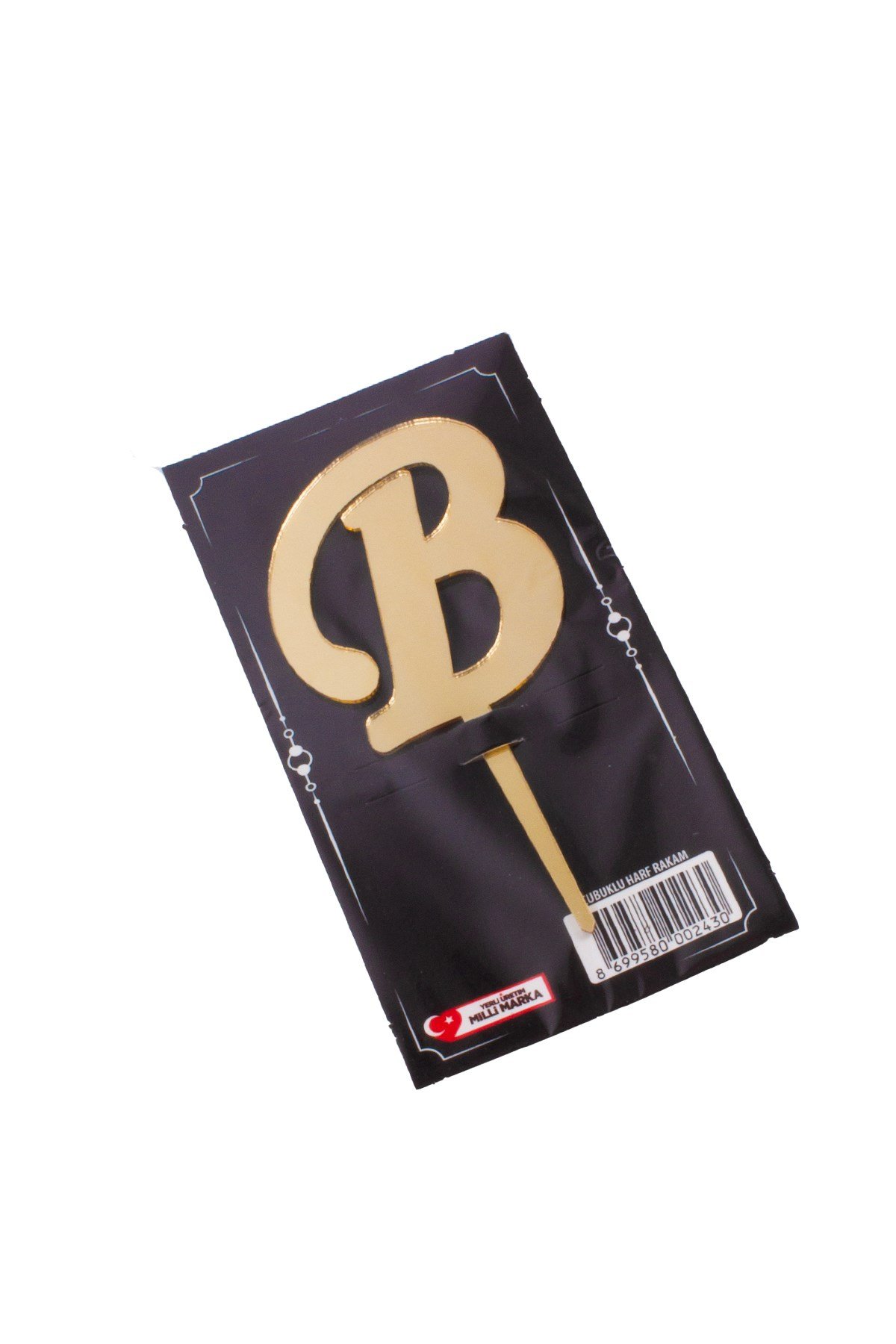 B Harf Pasta Üstü Pleksi Yazı Gold 12cmPartistST2309