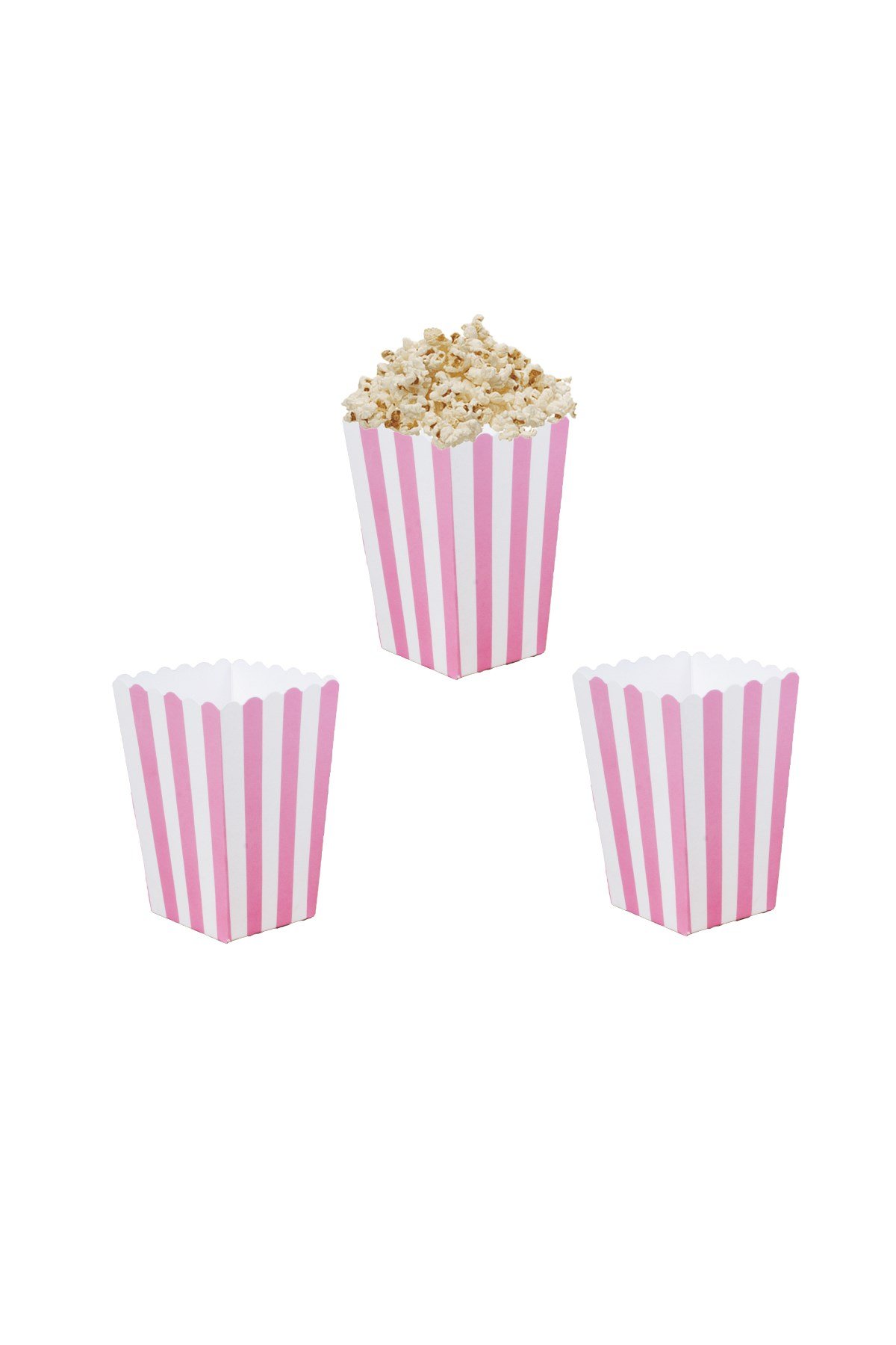 Beyaz Çizgili Pembe Renk Mısır Kutusu 10'luPartistPSPST2199