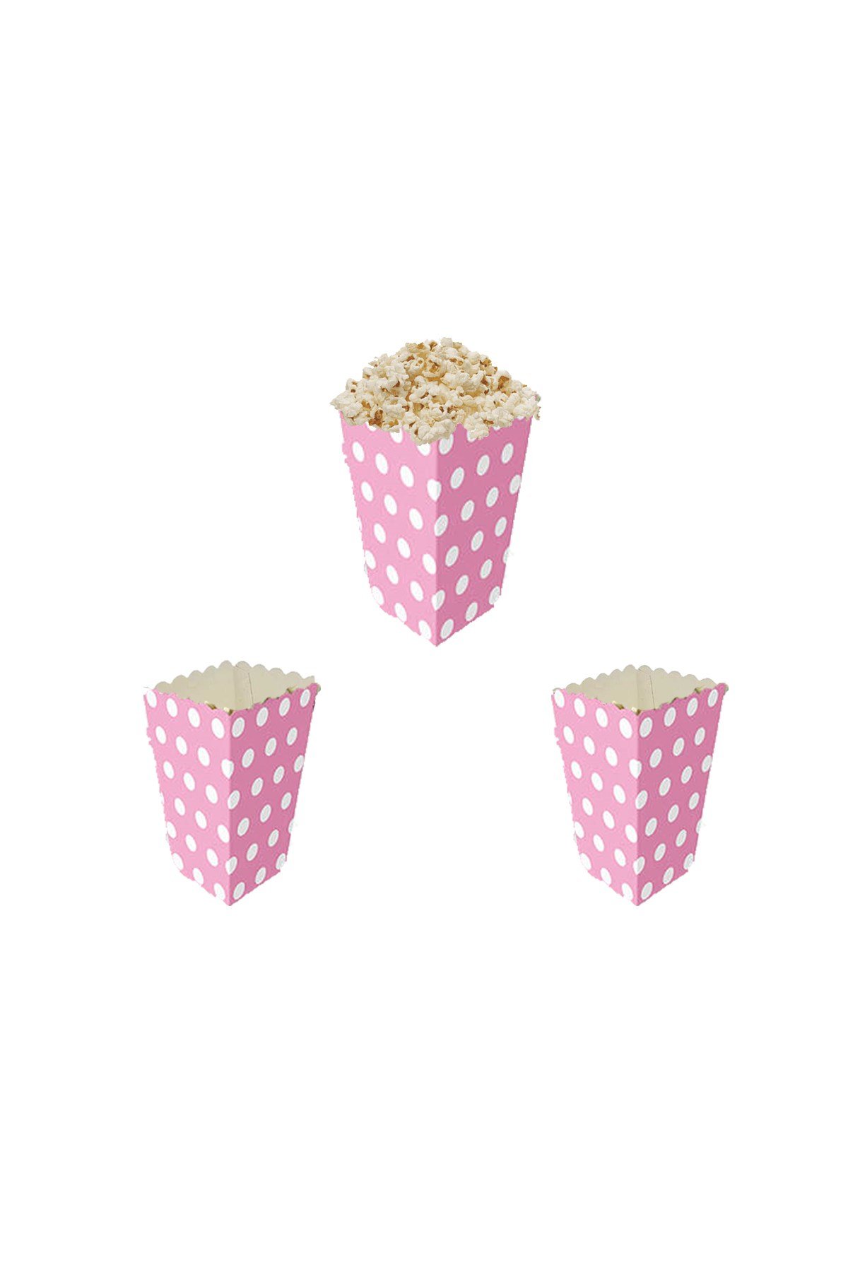 Beyaz Puanlı Pembe Renk Mısır Kutusu 10'luPartistPSPST2205