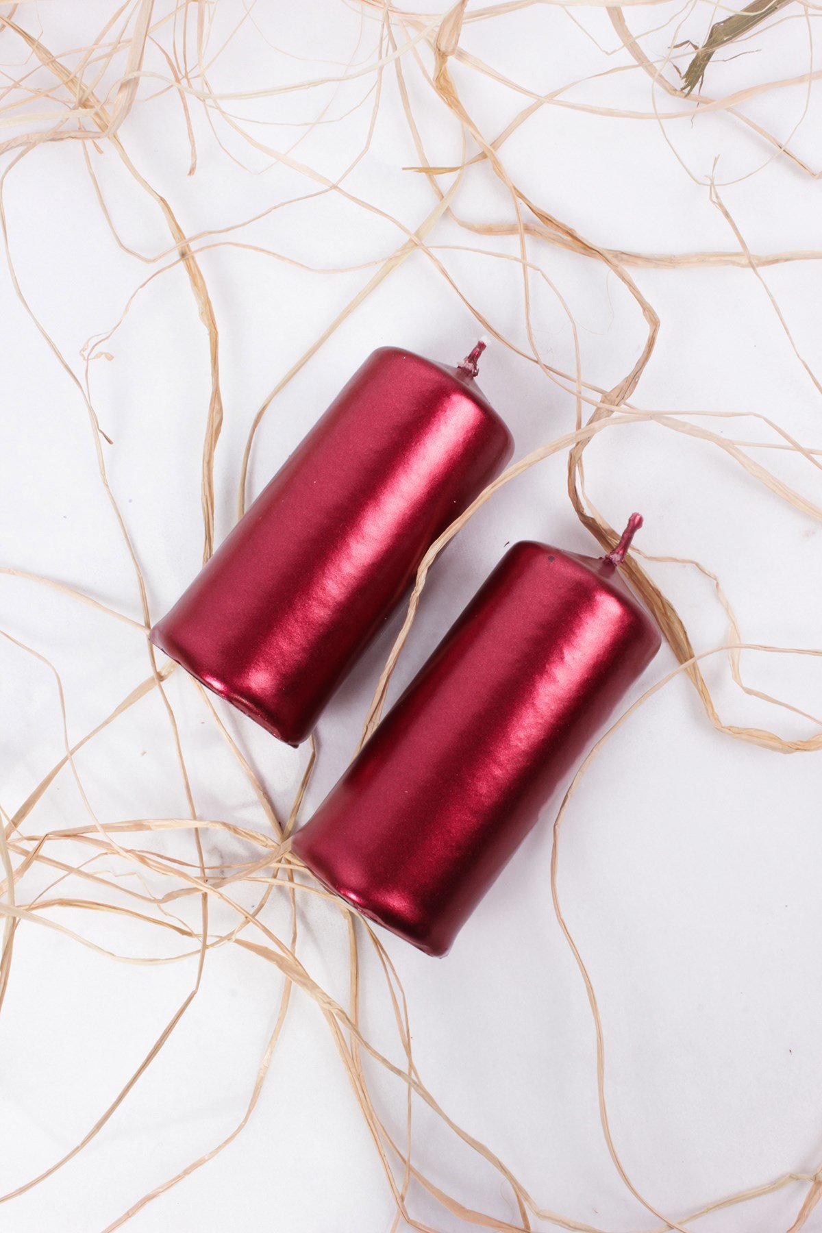 Bordo Sütun Mum 7cm 2'liPartistST3077