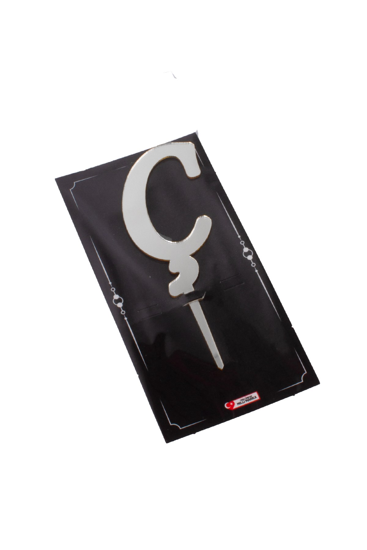 Ç Harf Pasta Üstü Pleksi Yazı Gümüş 12cmPartistST2314