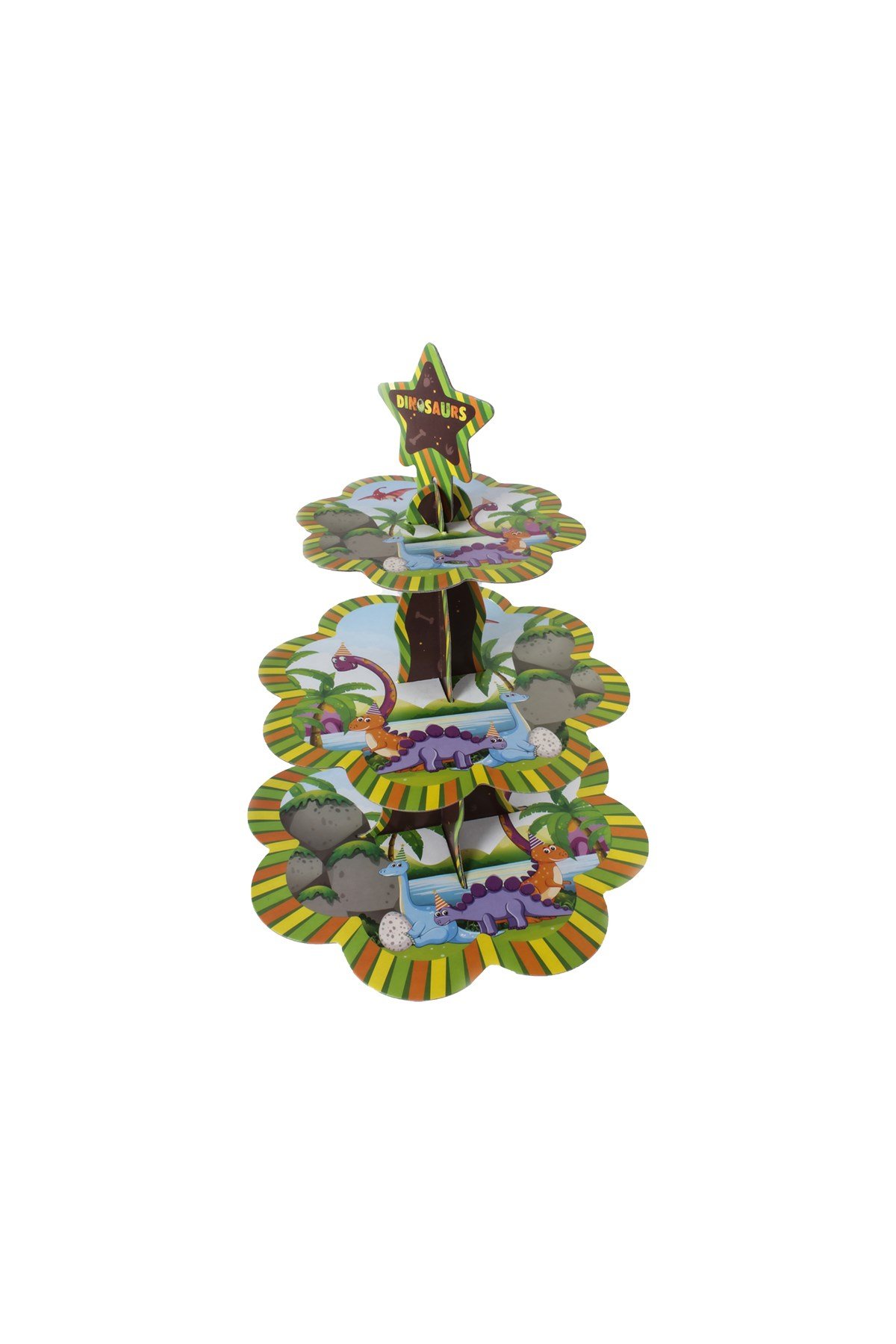 Dinozorlar Temalı Kek Standı Karton 3 KatlıPartistPSPST1607