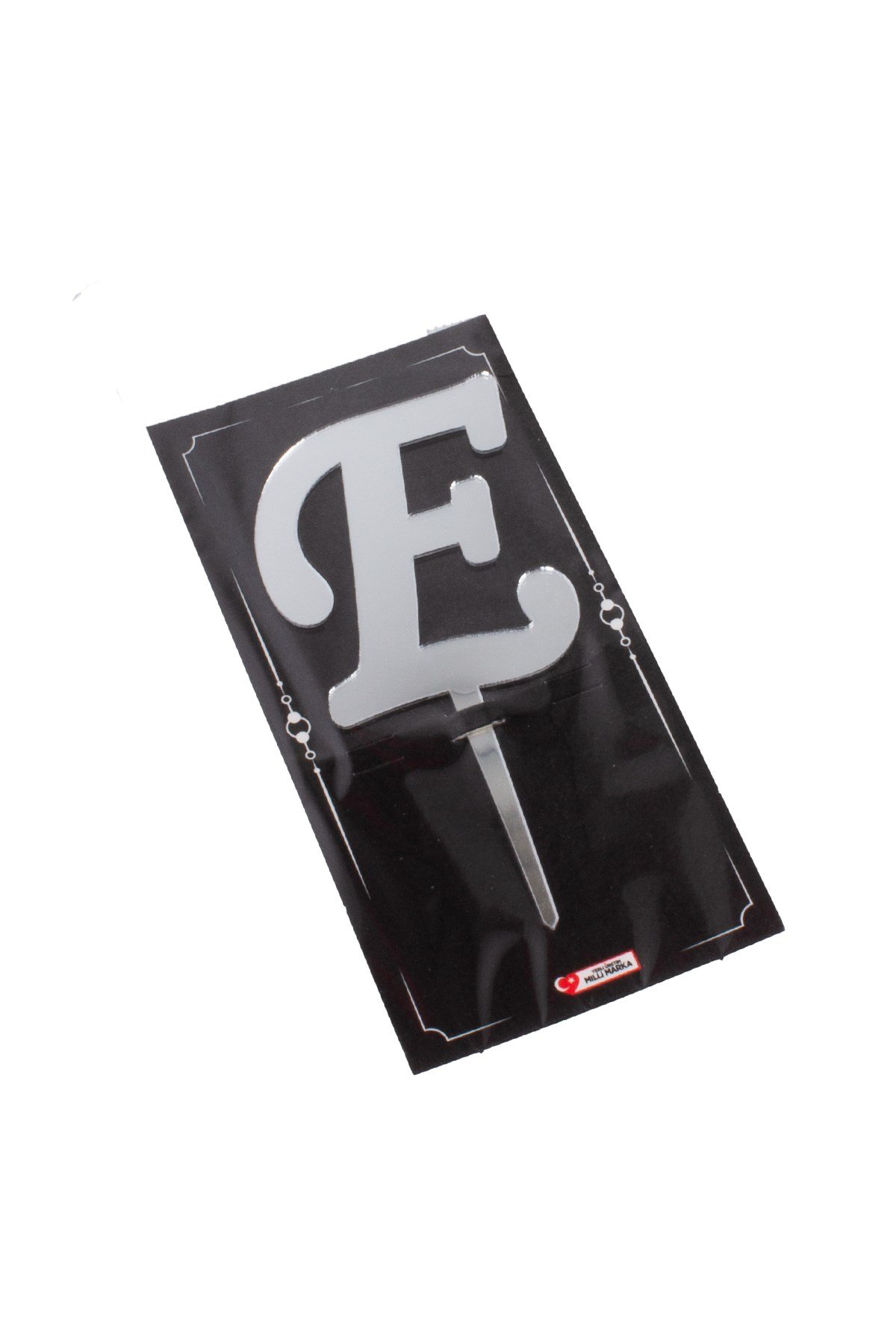 E Harf Pasta Üstü Pleksi Yazı Gümüş 12cmPartistST2318