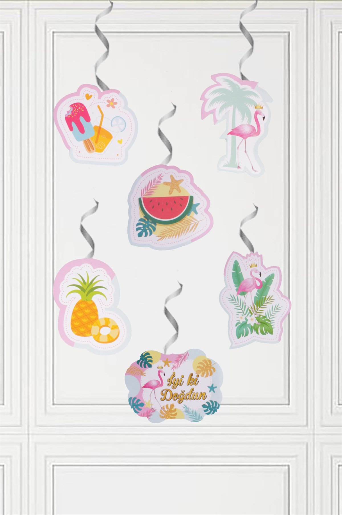 Flamingo Temalı Sarkıt Tavan Süsü 6'lıPartistST2115