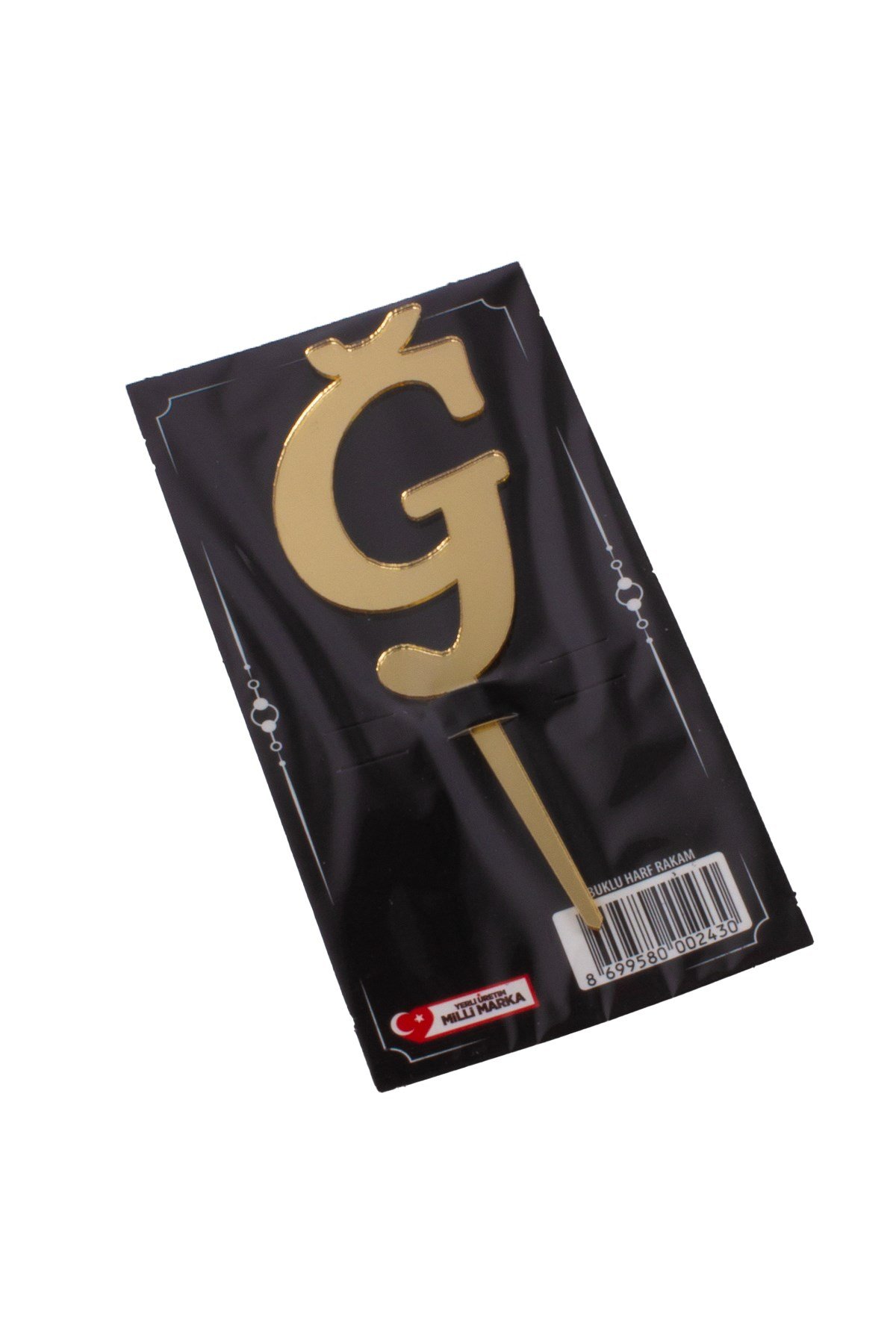 Ğ Harf Pasta Üstü Pleksi Yazı Gold 12cmPartistST2323