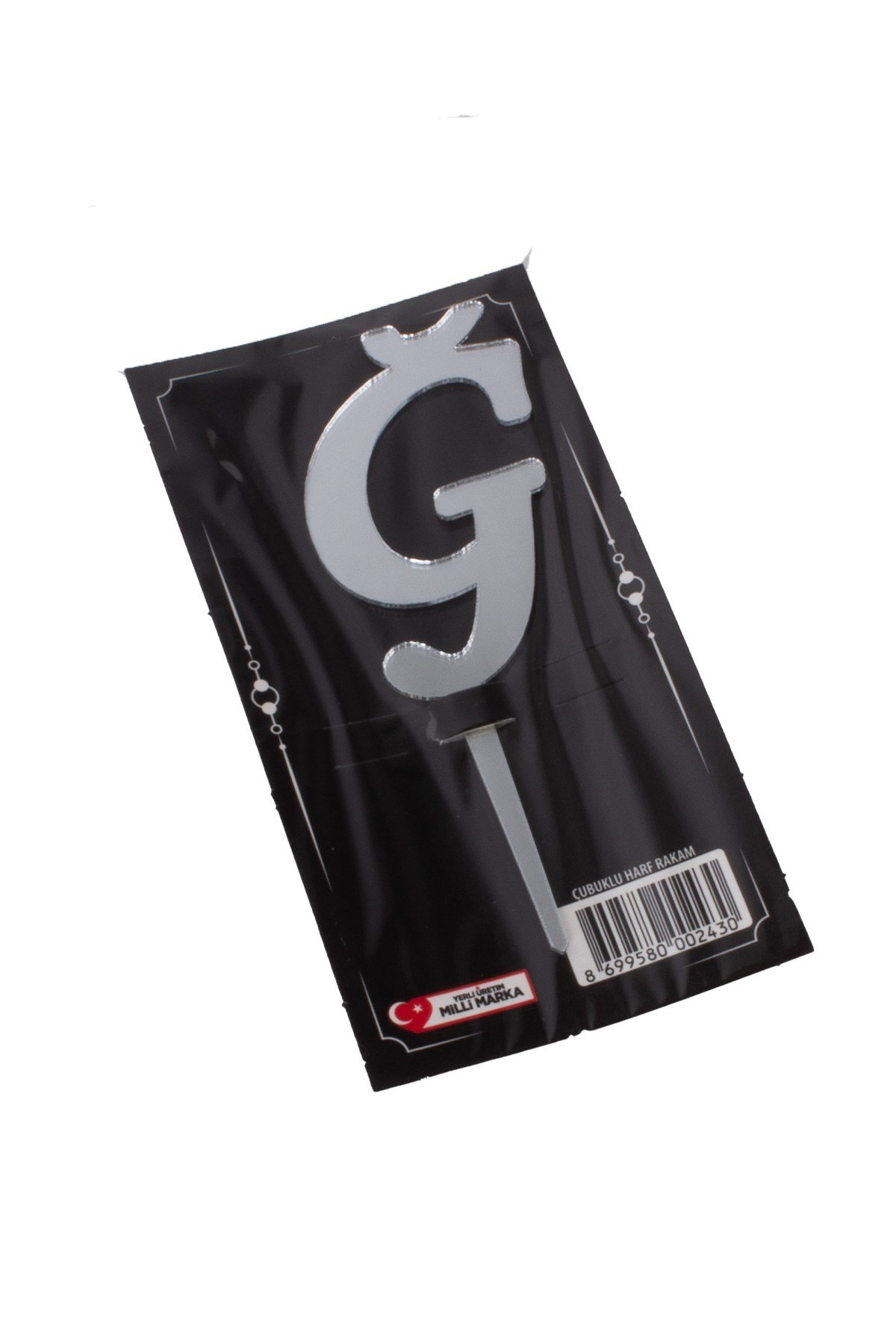 Ğ Harf Pasta Üstü Pleksi Yazı Gümüş 12cmPartistST2324