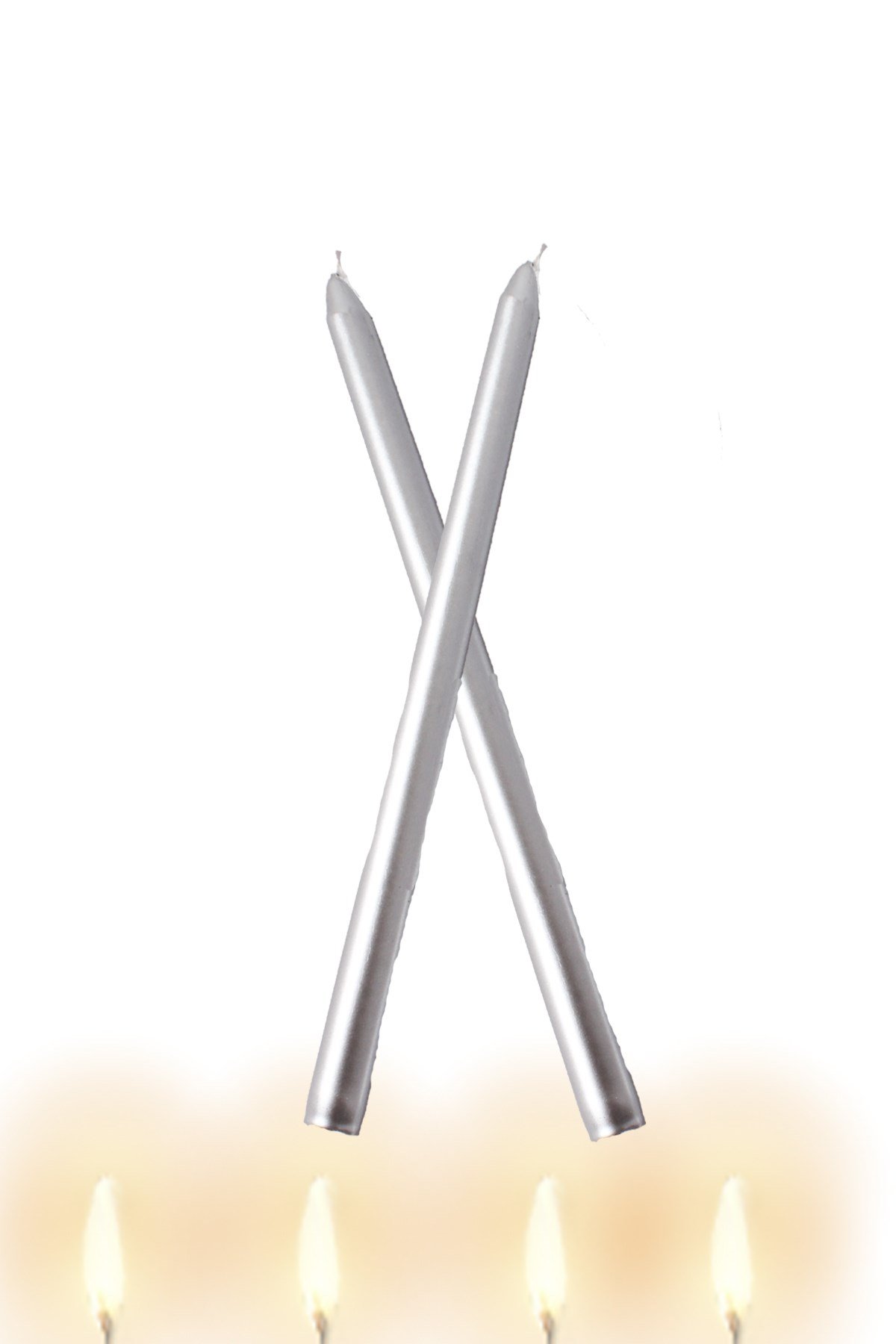 Gümüş Şamdan Mum 25cm 2'liPartistST3083