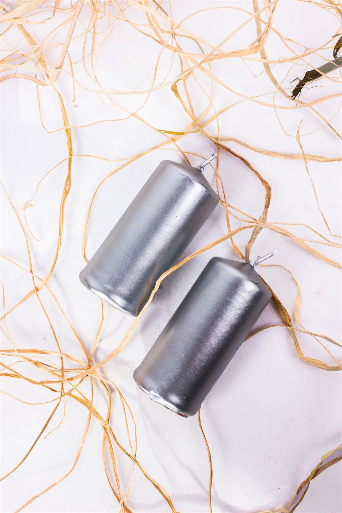 Gümüş Sütun Mum 7cm 2'liPartistST3073