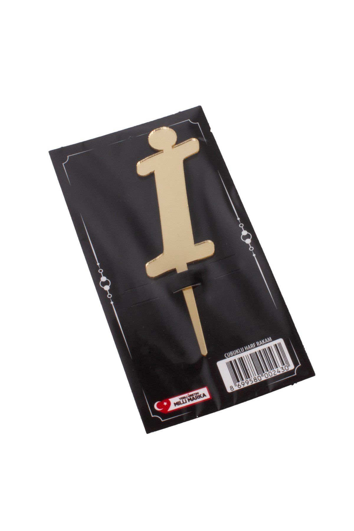 İ Harf Pasta Üstü Pleksi Yazı Gold 12cmPartistST2329