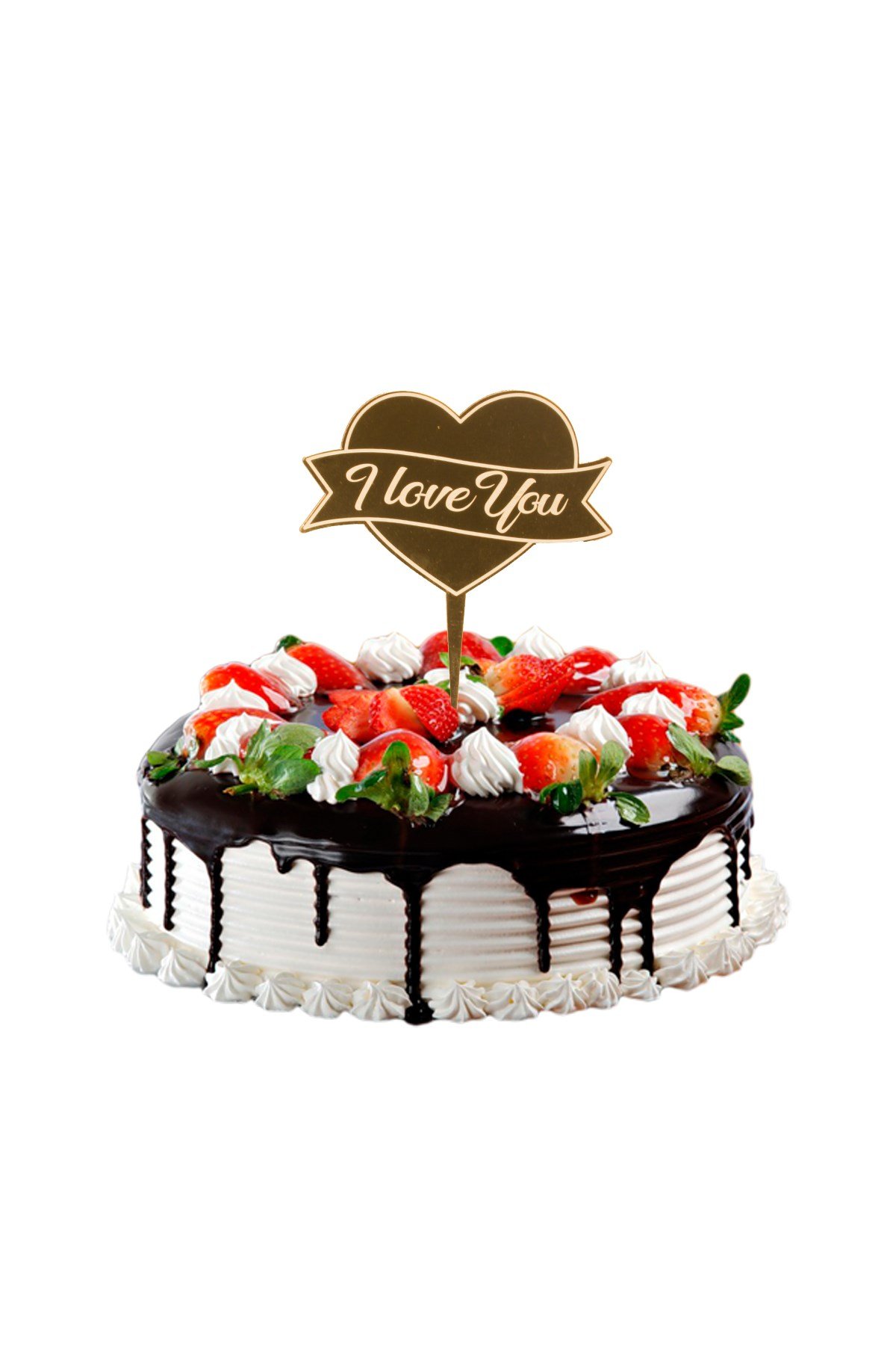 I Love You Kalpli Pasta Üstü Pleksi Yazı Gold 14cmPartistST2376