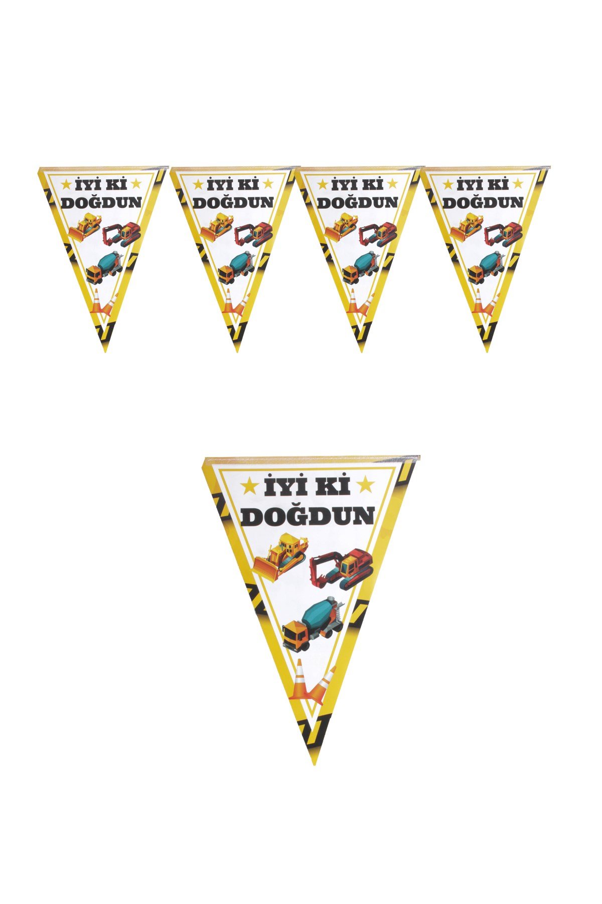 İyi Ki Doğdun İnşaat Partisi Temalı Üçgen Flama 200cmPartistST1873