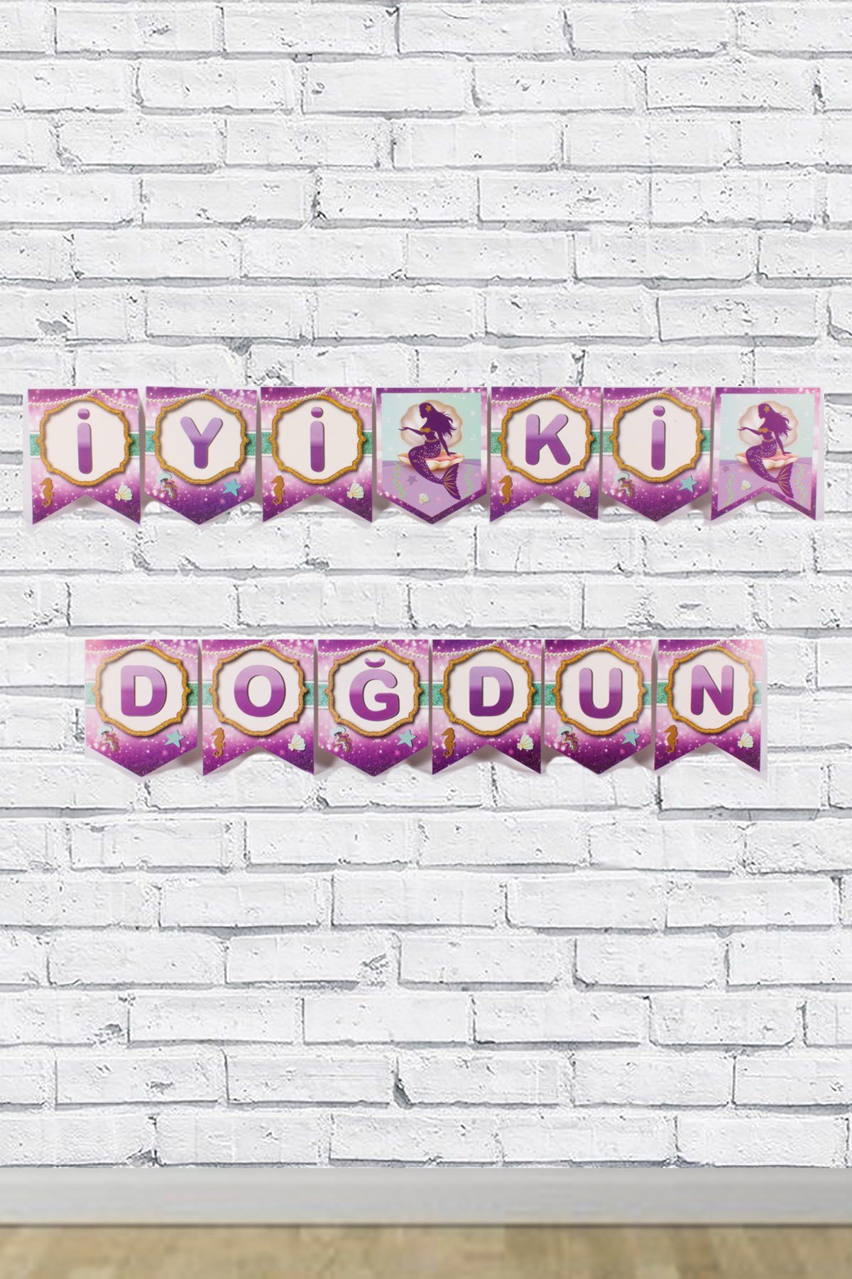 İyi Ki Doğdun Deniz Kızı Temalı Zigzag Banner 190cmPartistST1718