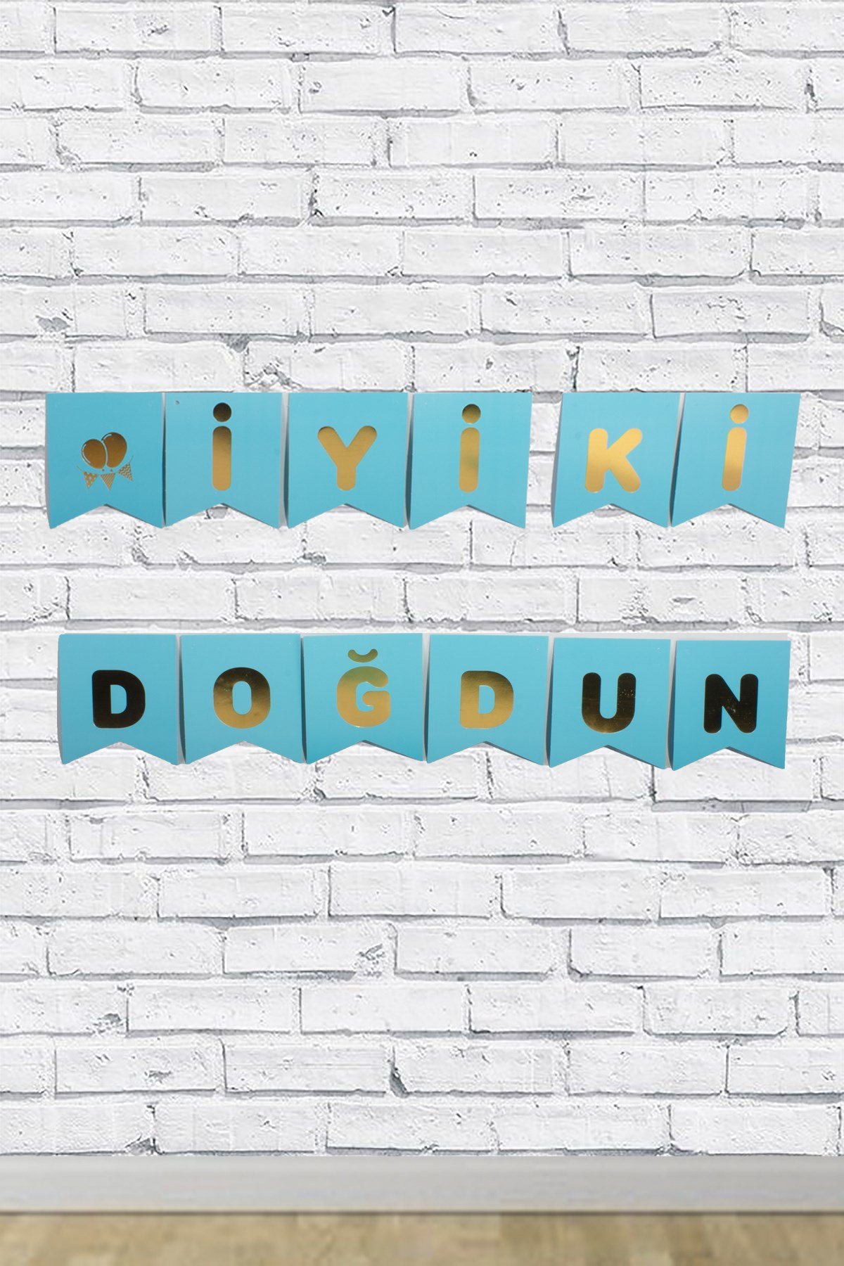 İyi Ki Doğdun Gold Yaldızlı Mavi Banner 180cmPartistST1700