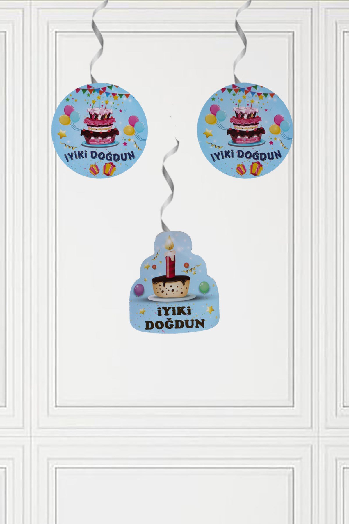 İyi Ki Doğdun Temalı Mavi Sarkıt Tavan Süsü 3'lüPartistST2129