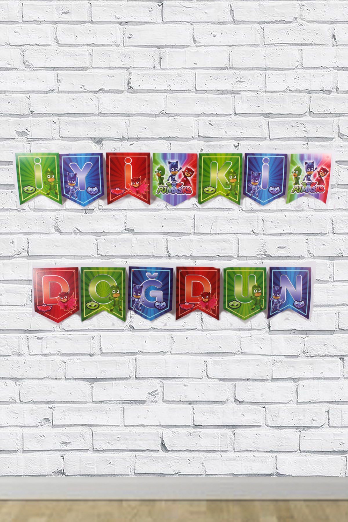 İyi Ki Doğdun Pijamaskeliler Temalı Zigzag Banner 190cmPartistST1721