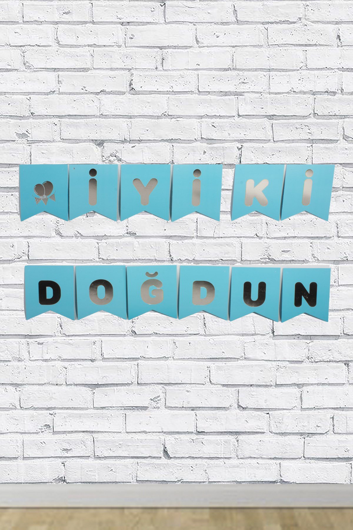 İyi Ki Doğdun Gümüş Yaldızlı Mavi Banner 180cmPartistST1701