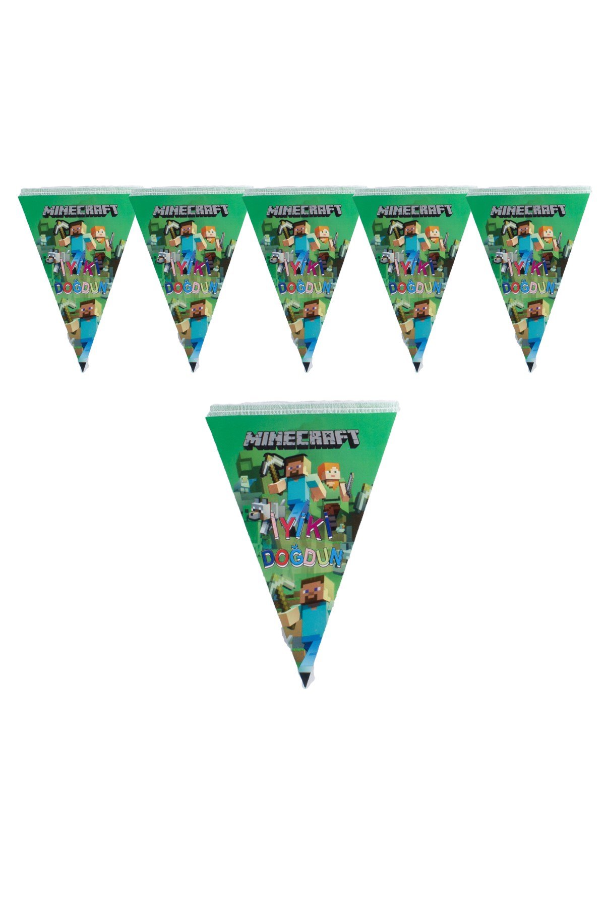 İyi Ki Doğdun Minecraft Temalı Üçgen Flama 200cmPartistST1827