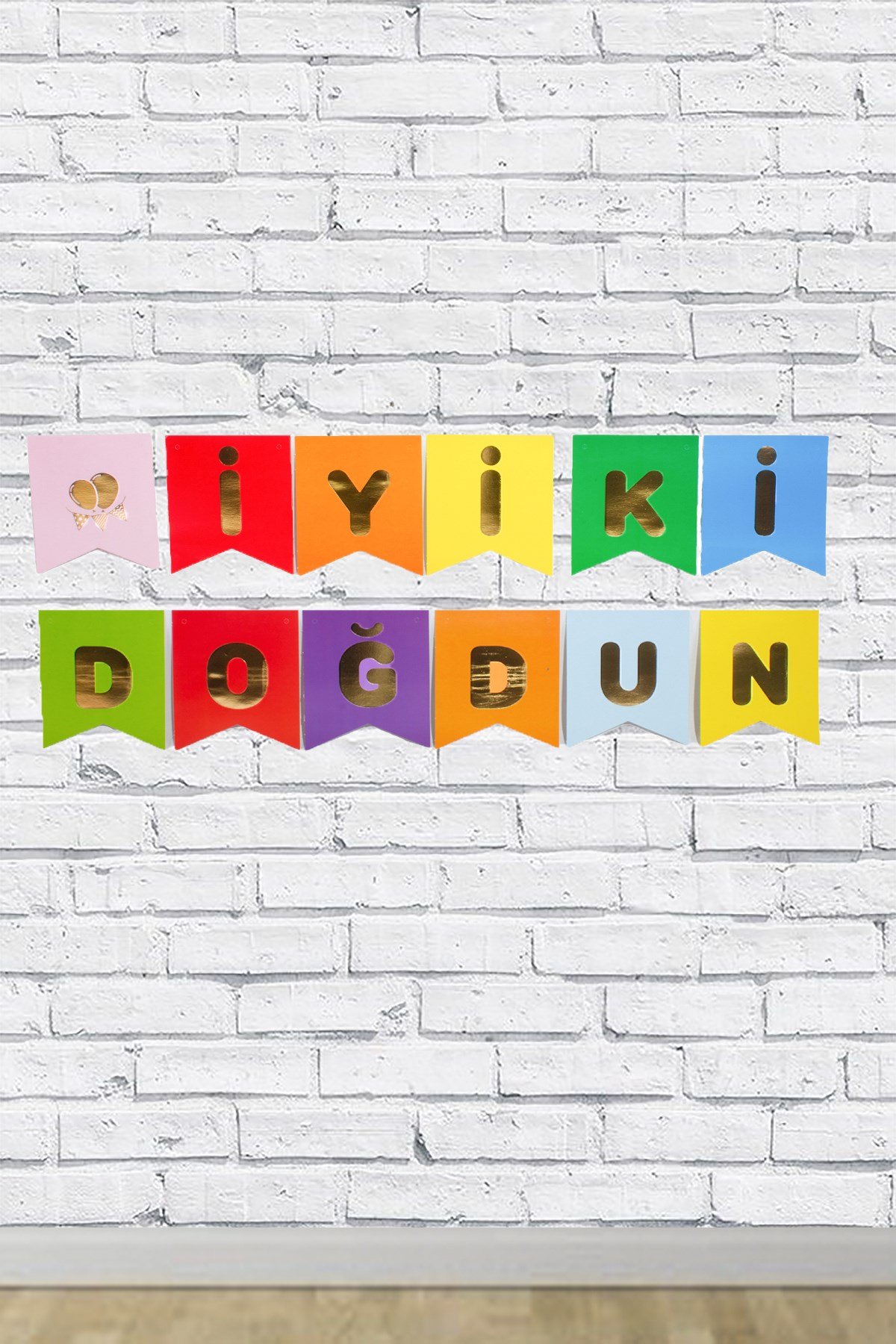 İyi Ki Doğdun Gold Yaldızlı Karışık Renk Banner 180cmPartistST1694