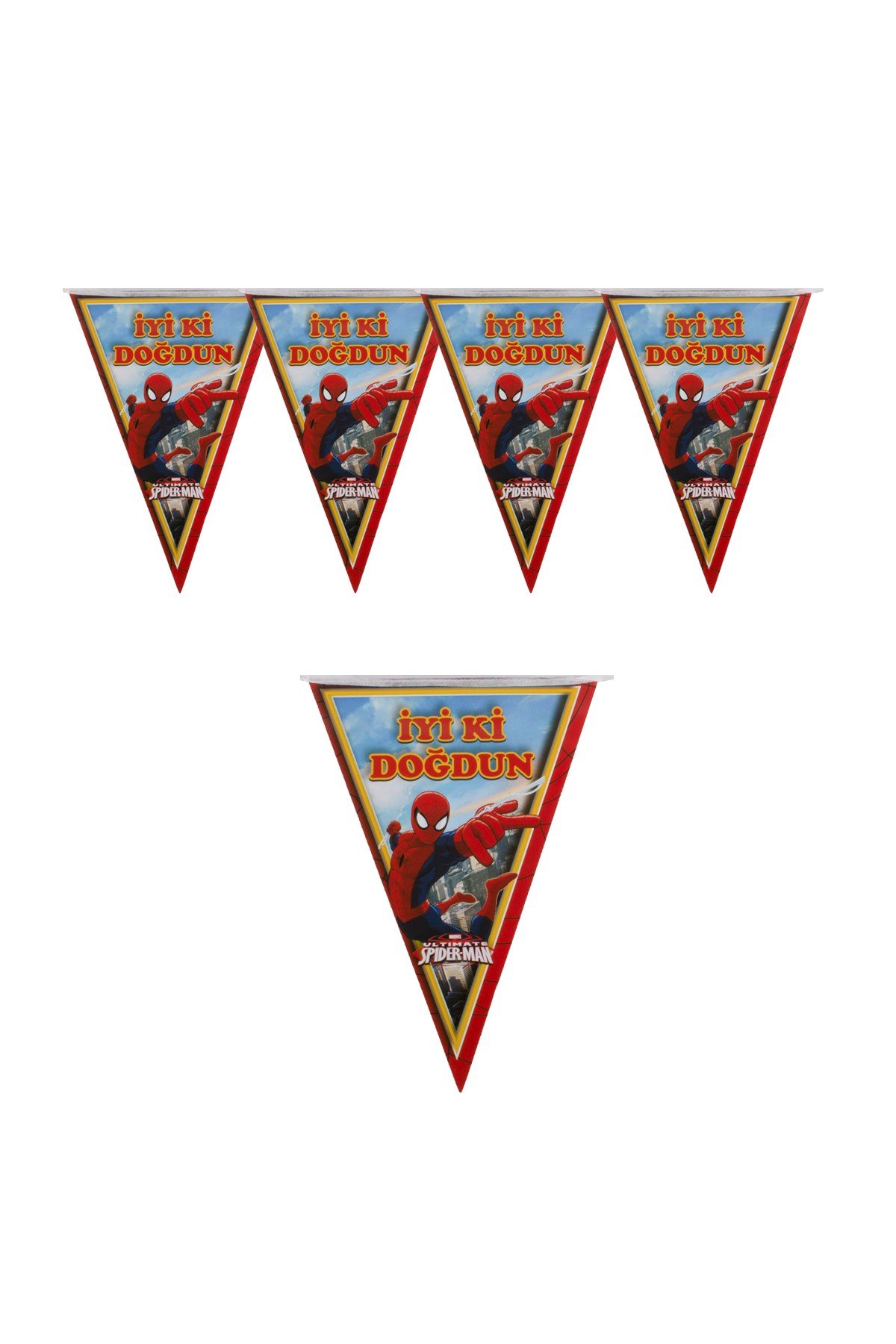 İyi Ki Doğdun Spiderman Temalı Üçgen Flama 200cmPartistST1826