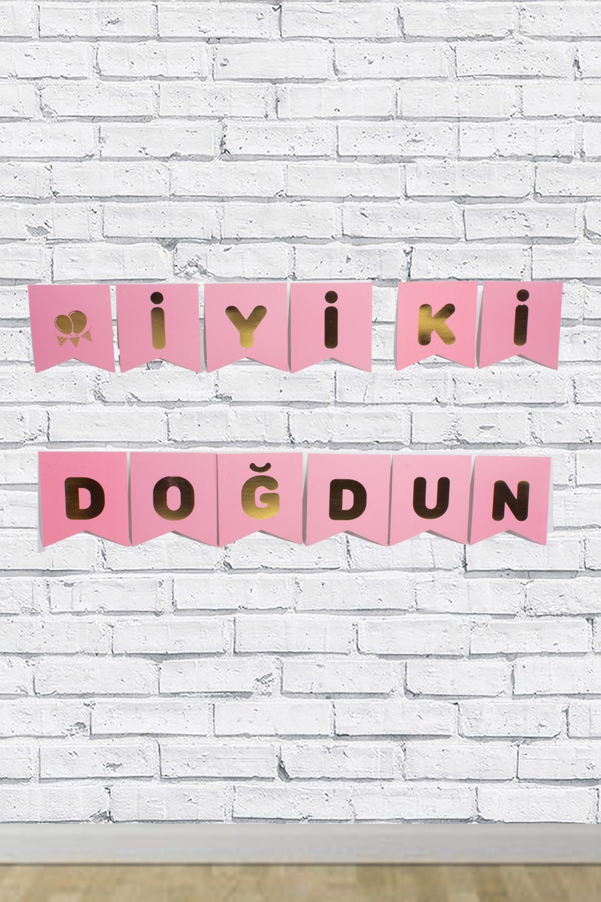 İyi Ki Doğdun Gold Yaldızlı Pembe Banner 180cmPartistST1698