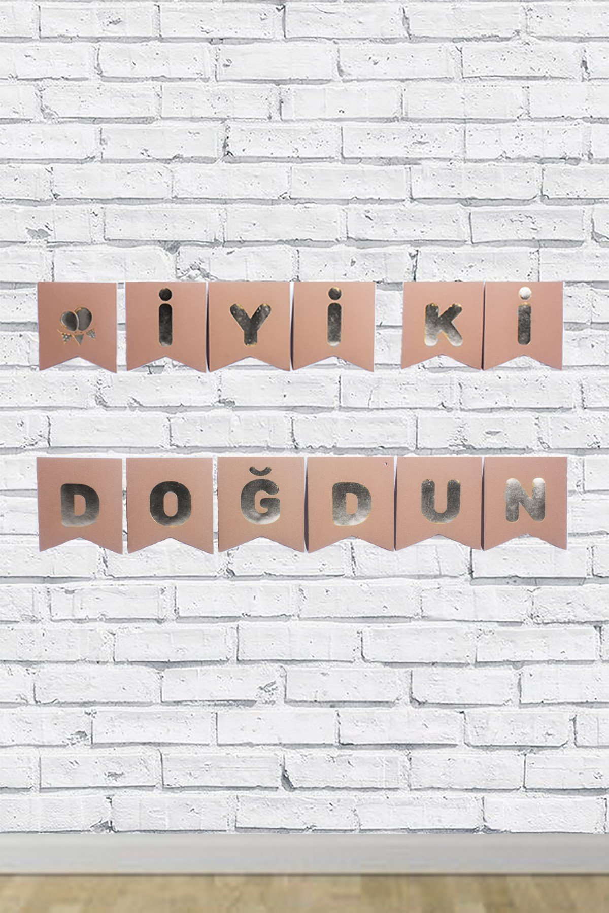 İyi Ki Doğdun Gümüş Yaldızlı Kraft Banner 180cmPartistST1697