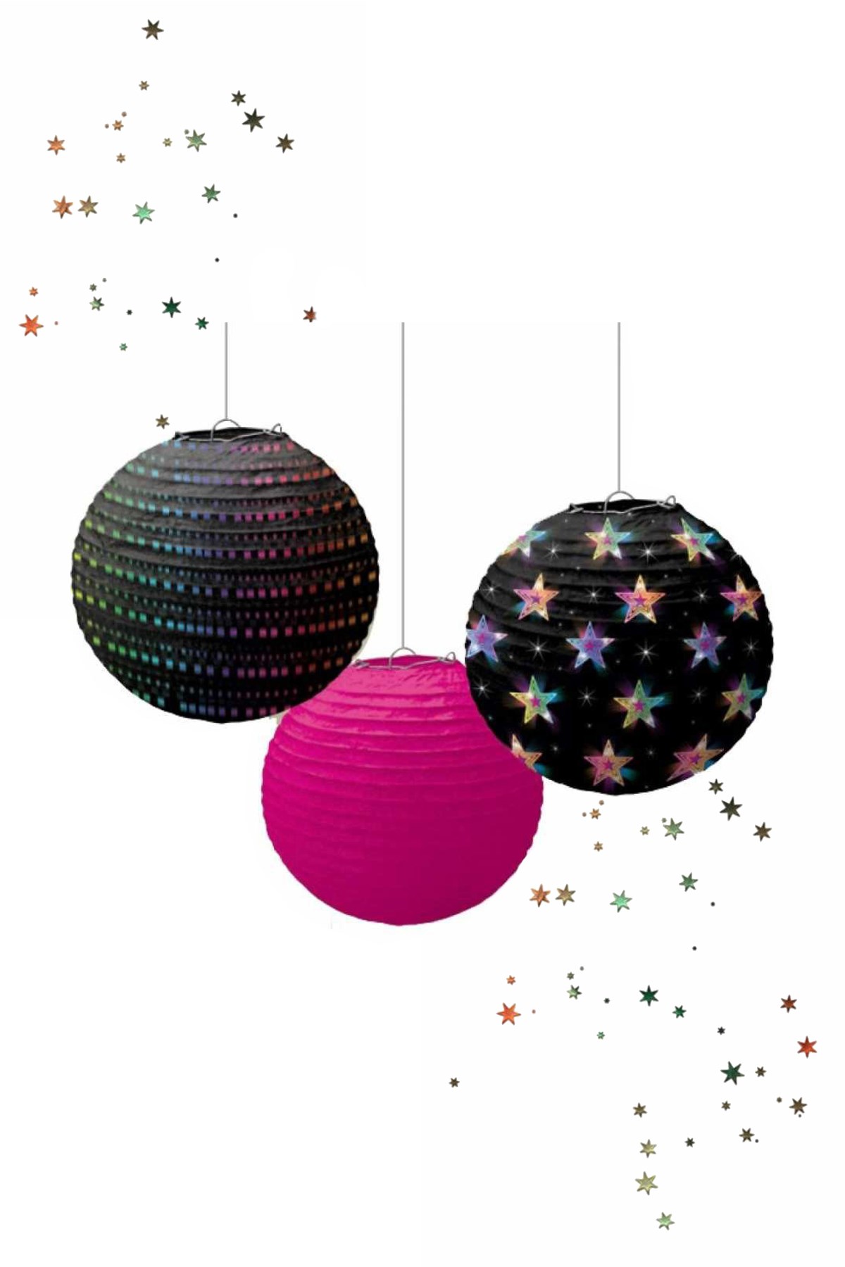 Japon Feneri Set Kağıt Disko Temalı 3'lü 24cmPartistST2041