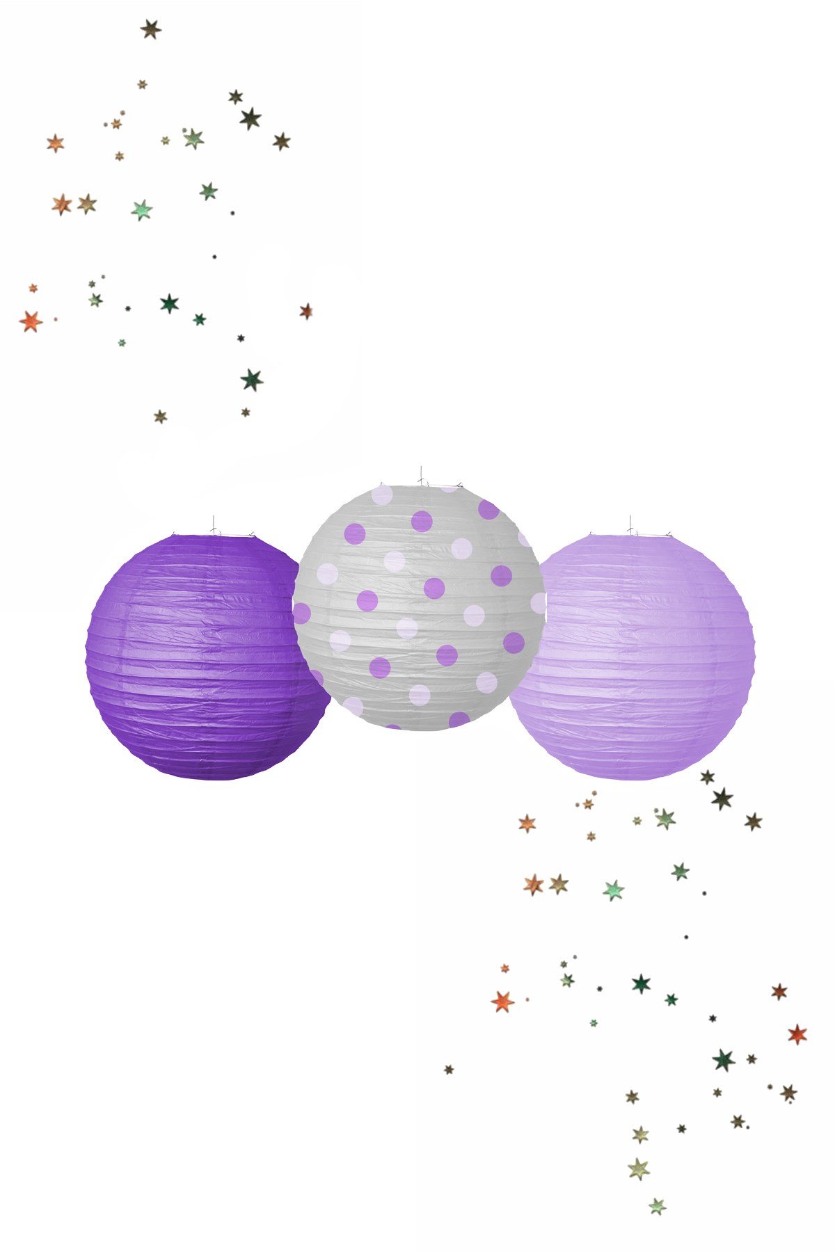 Japon Feneri Set Kağıt Mor 3'lü 24cmPartistST2042