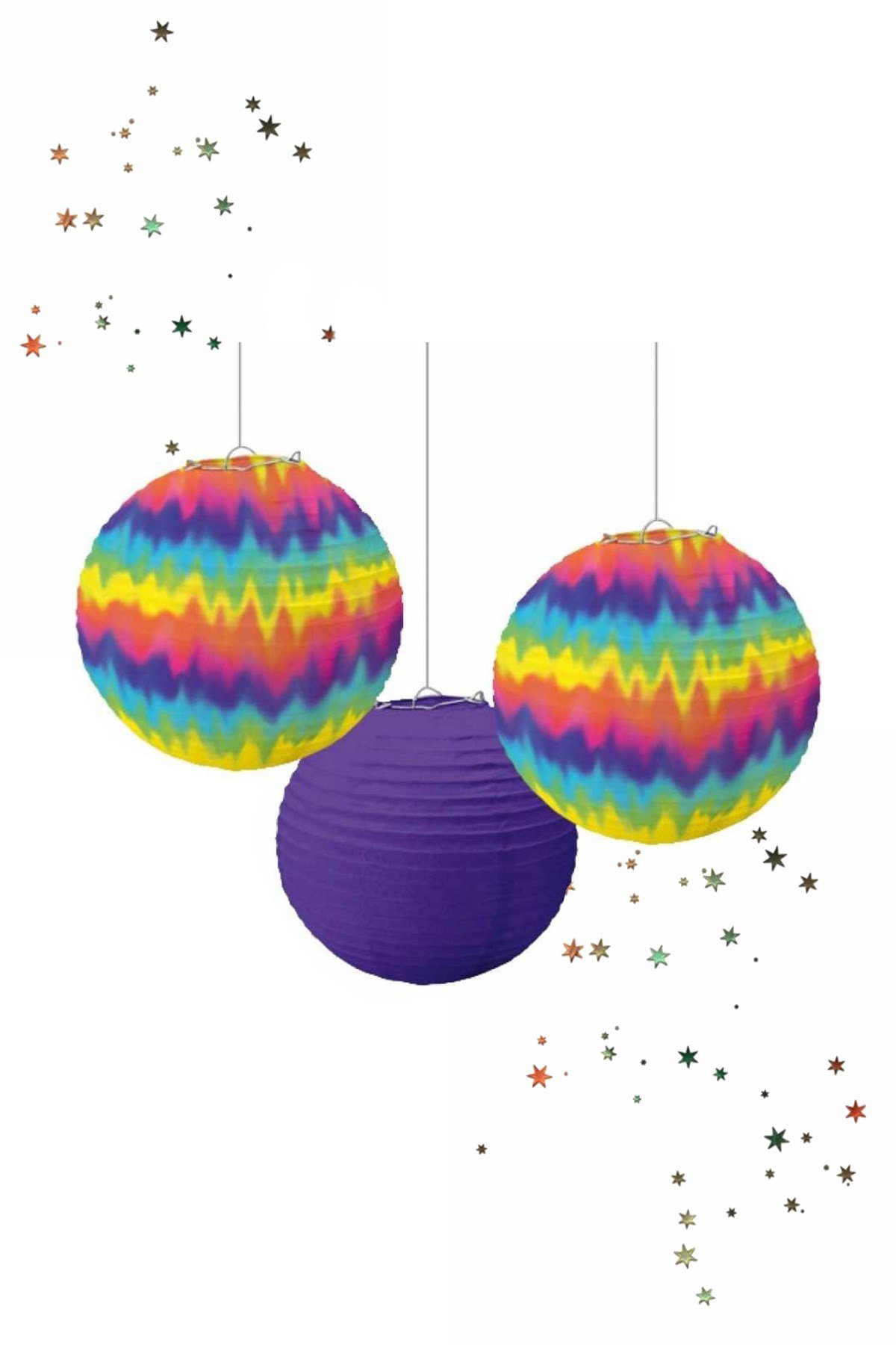 Japon Feneri Set Kağıt Dalga Temalı 3'lü 24cmPartistST2039