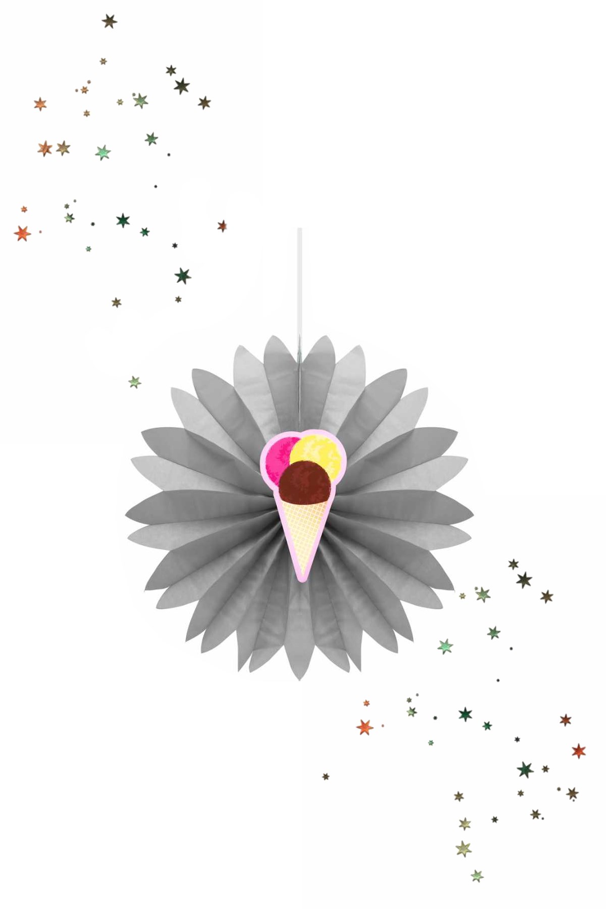 Kikajoy Külah Dondurma Temalı Yelpaze Süs GümüşPartistST3980