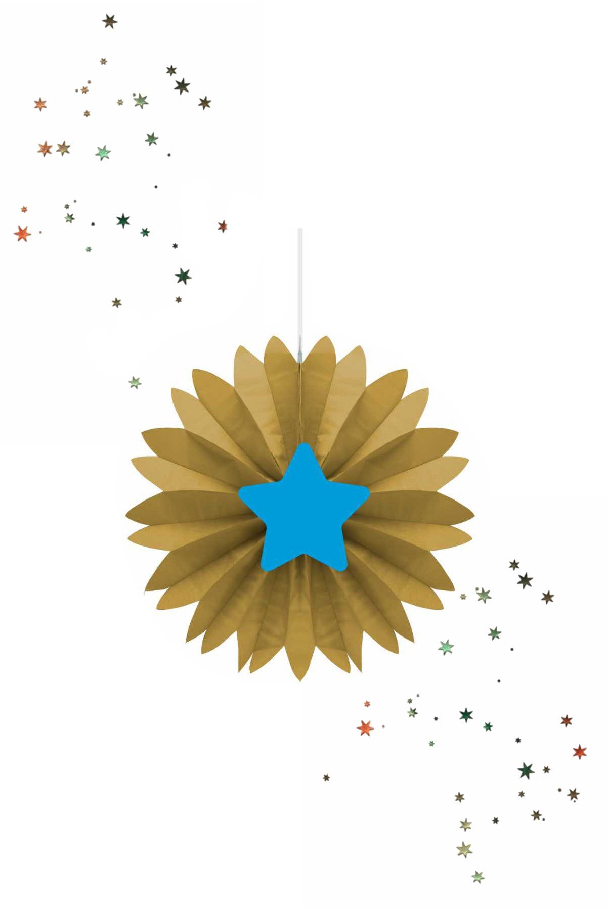 Kikajoy Mavi Yıldız Temalı Yelpaze Süs GoldPartistST1928