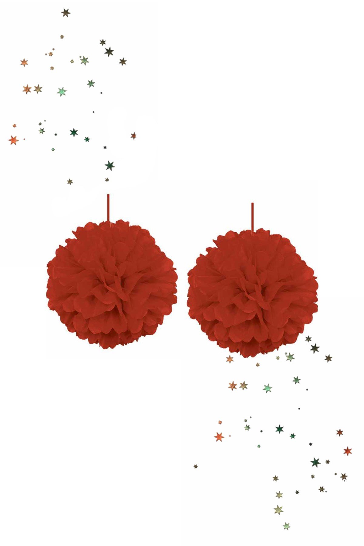 Kikajoy Ponpon Dekor Süs Kırmızı 2'li 30cmPartistST2045