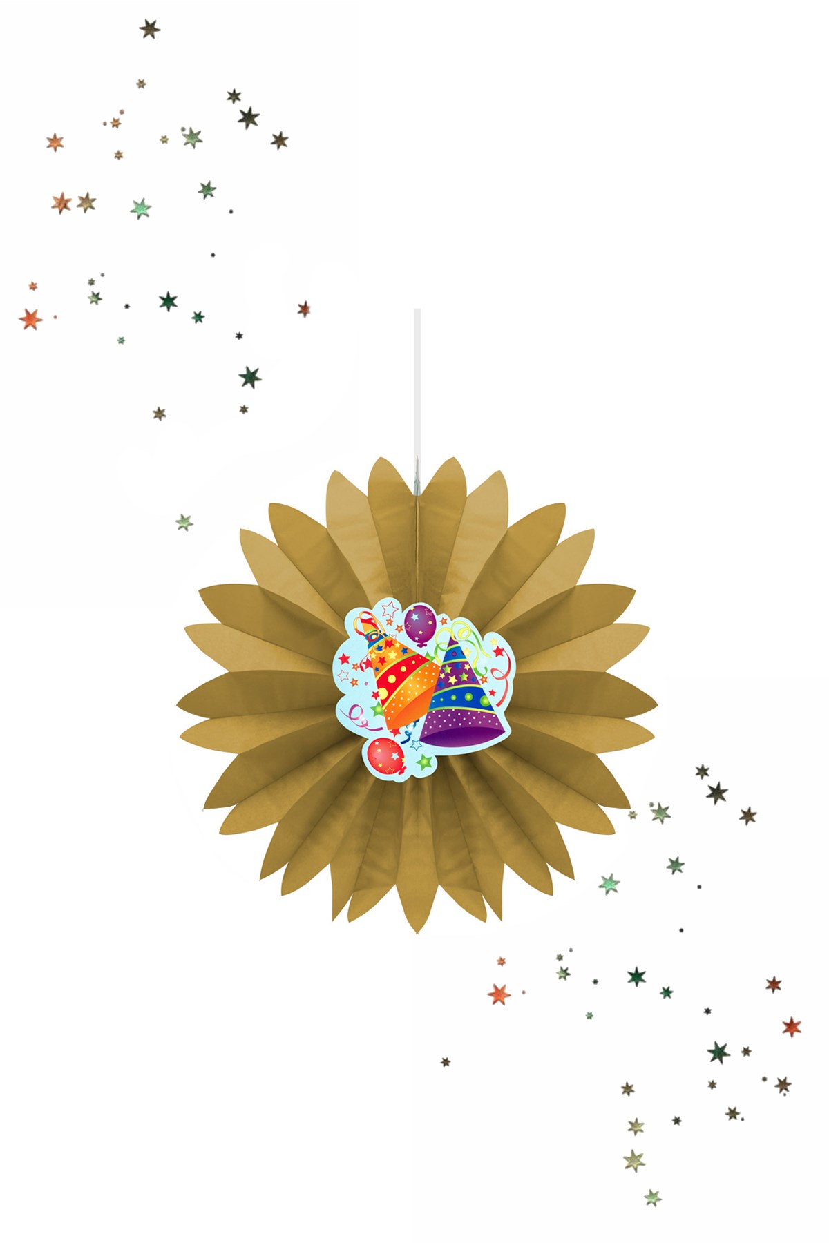 Kikajoy Parti Şapkası Temalı Yelpaze Süs GoldPartistST3981