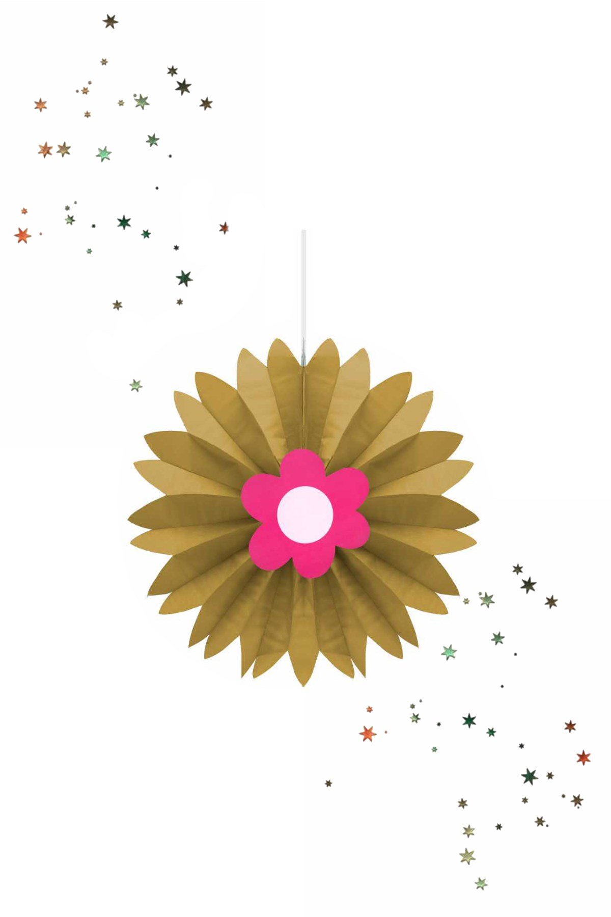 Kikajoy Pembe Çiçek Temalı Yelpaze Süs GoldPartistST1927