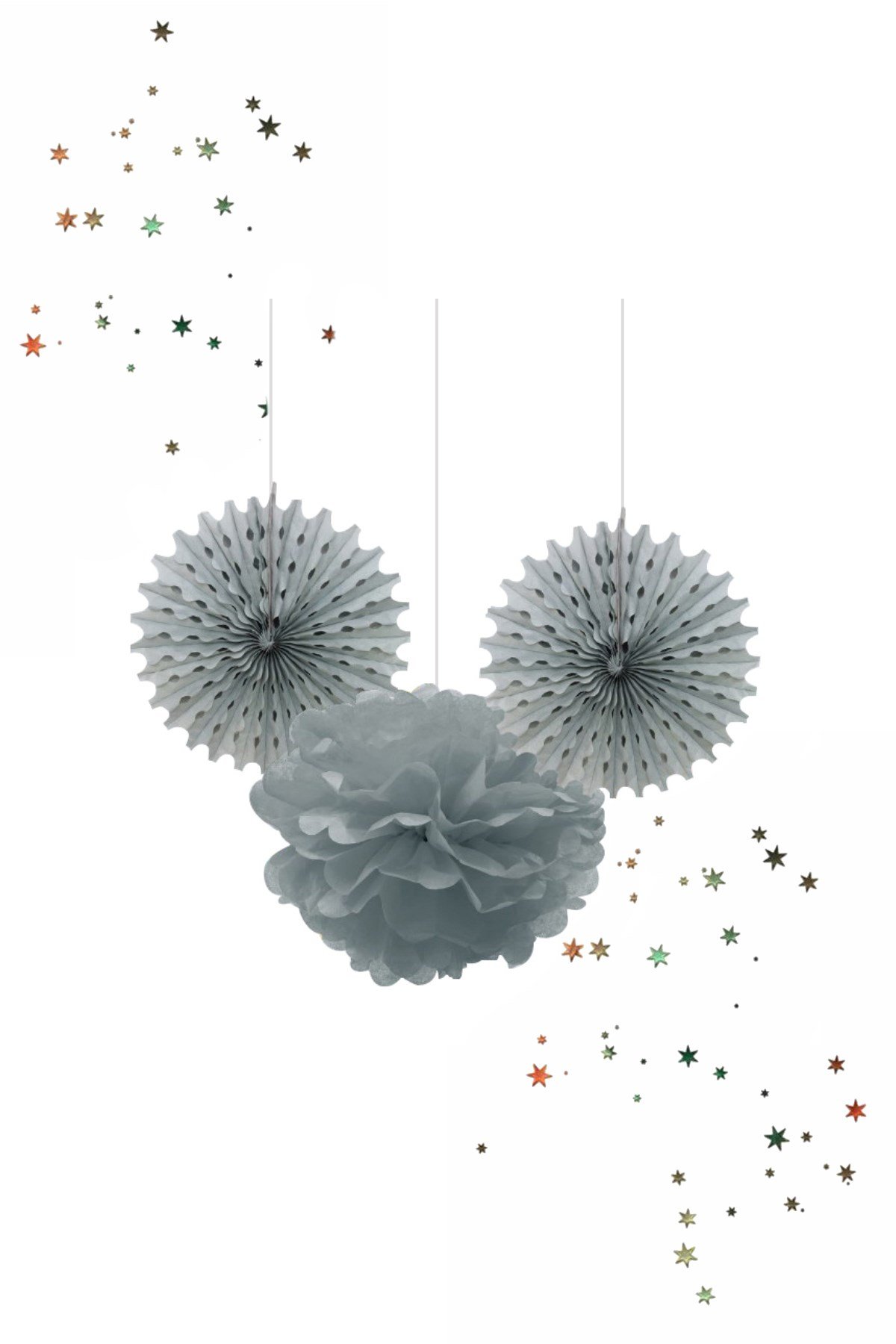 Kikajoy Ponpon Yelpaze Süs Seti Gümüş 3'lüPartistST2006