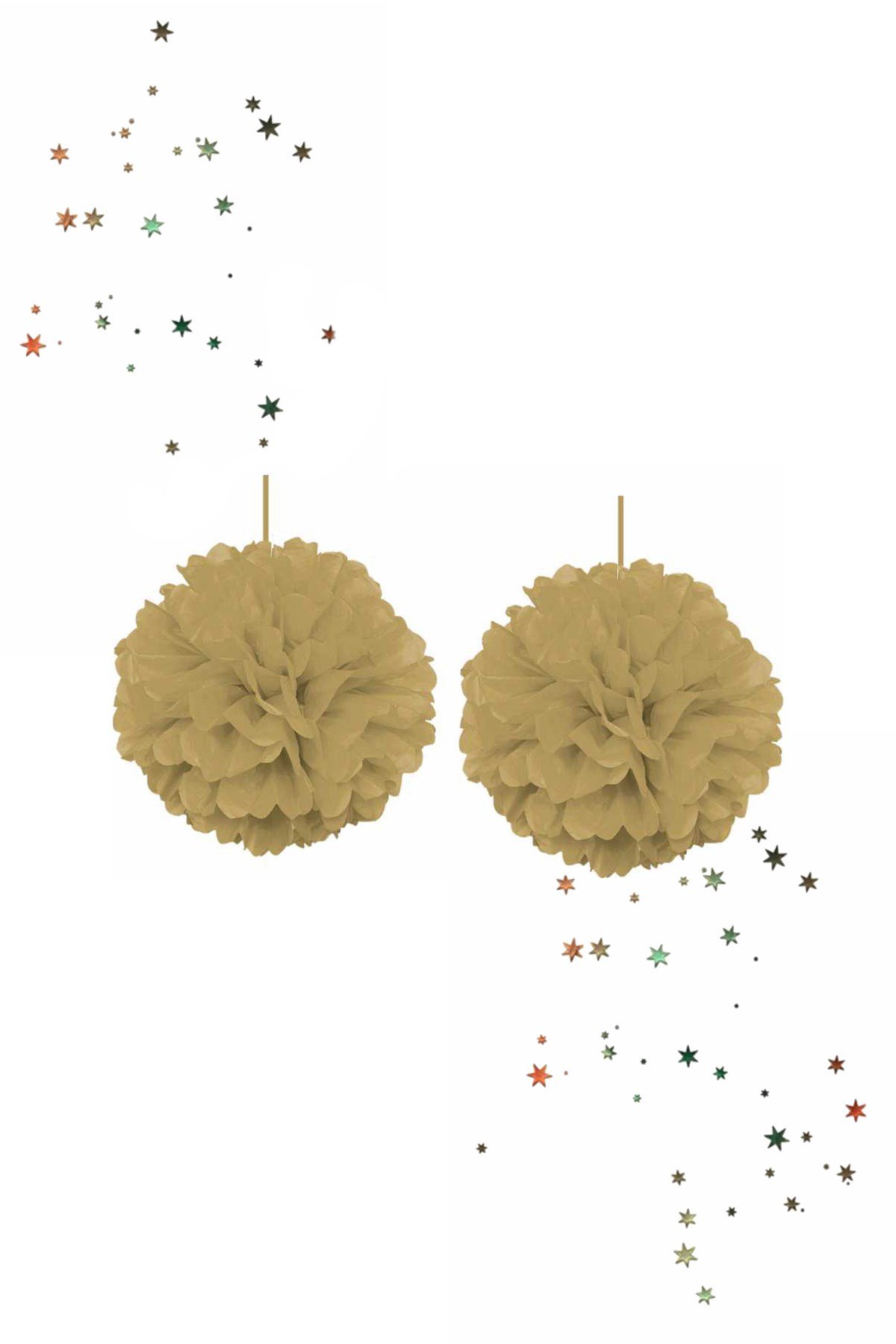 Kikajoy Ponpon Dekor Süs Gold Altın 2'li 30cmPartistST2046