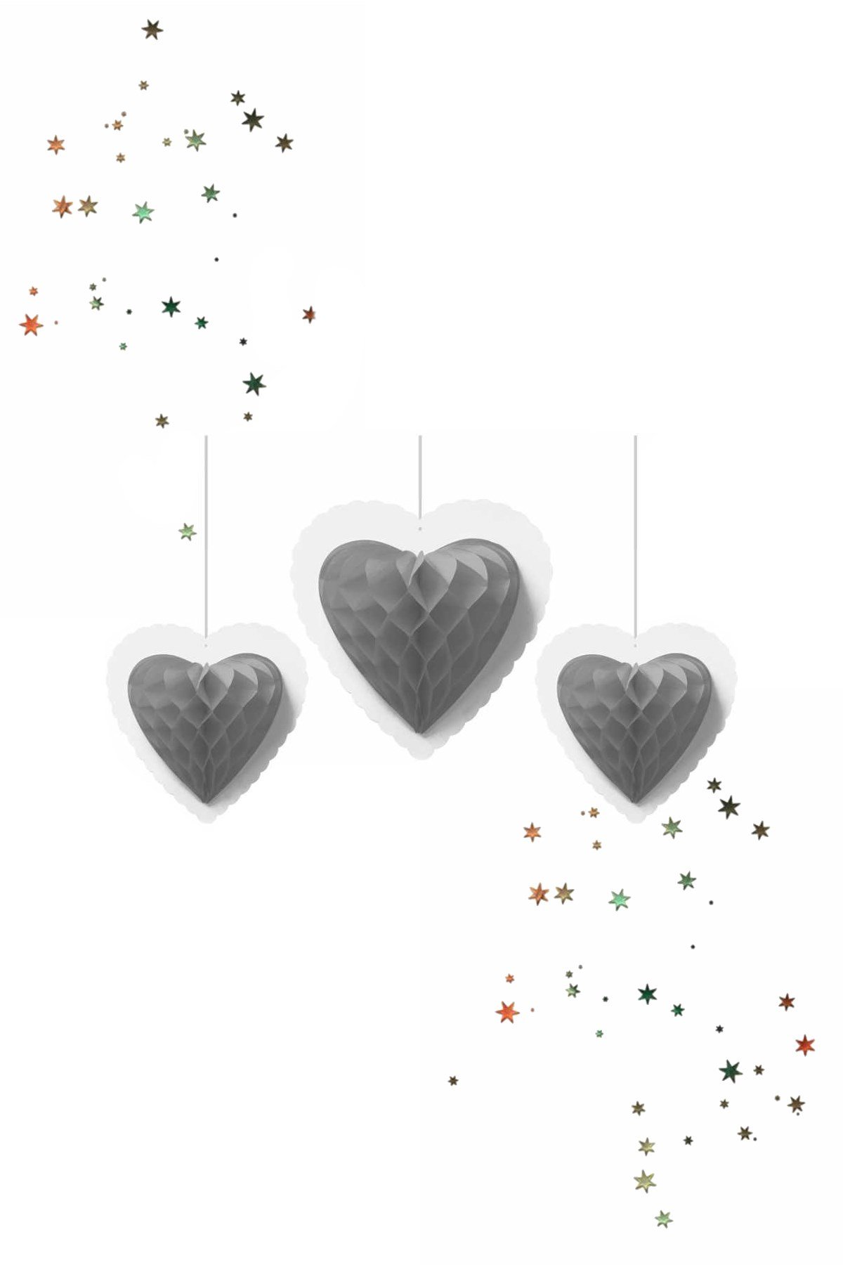 Kikajoy Petek Süs Kalp Gümüş 3'lüPartistST1951