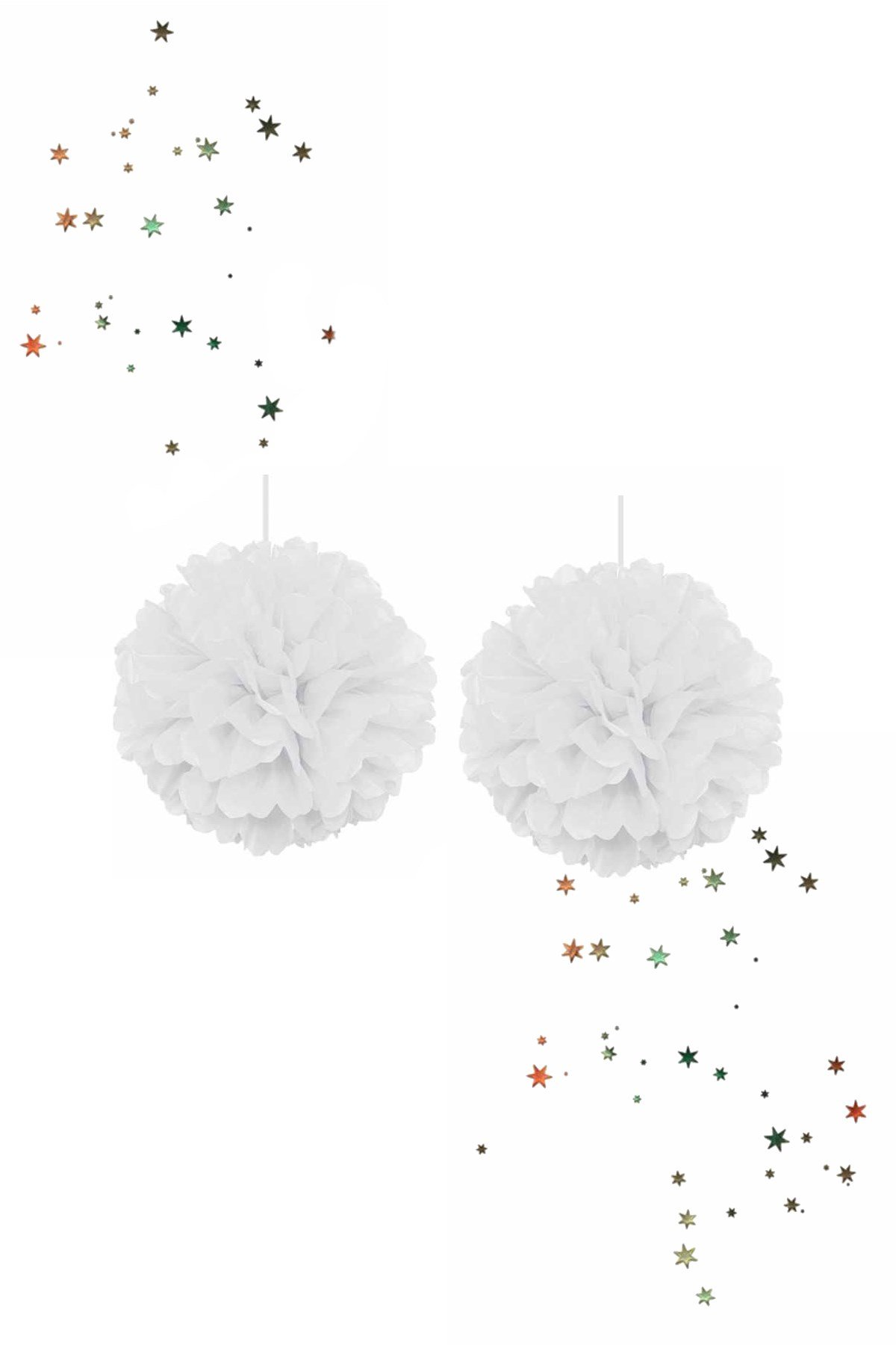 Kikajoy Ponpon Dekor Süs Beyaz 2'li 30cmPartistST2048