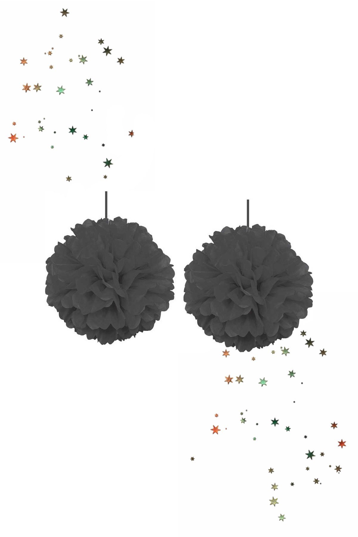 Kikajoy Ponpon Dekor Süs Siyah 2'li 30cmPartistST2049