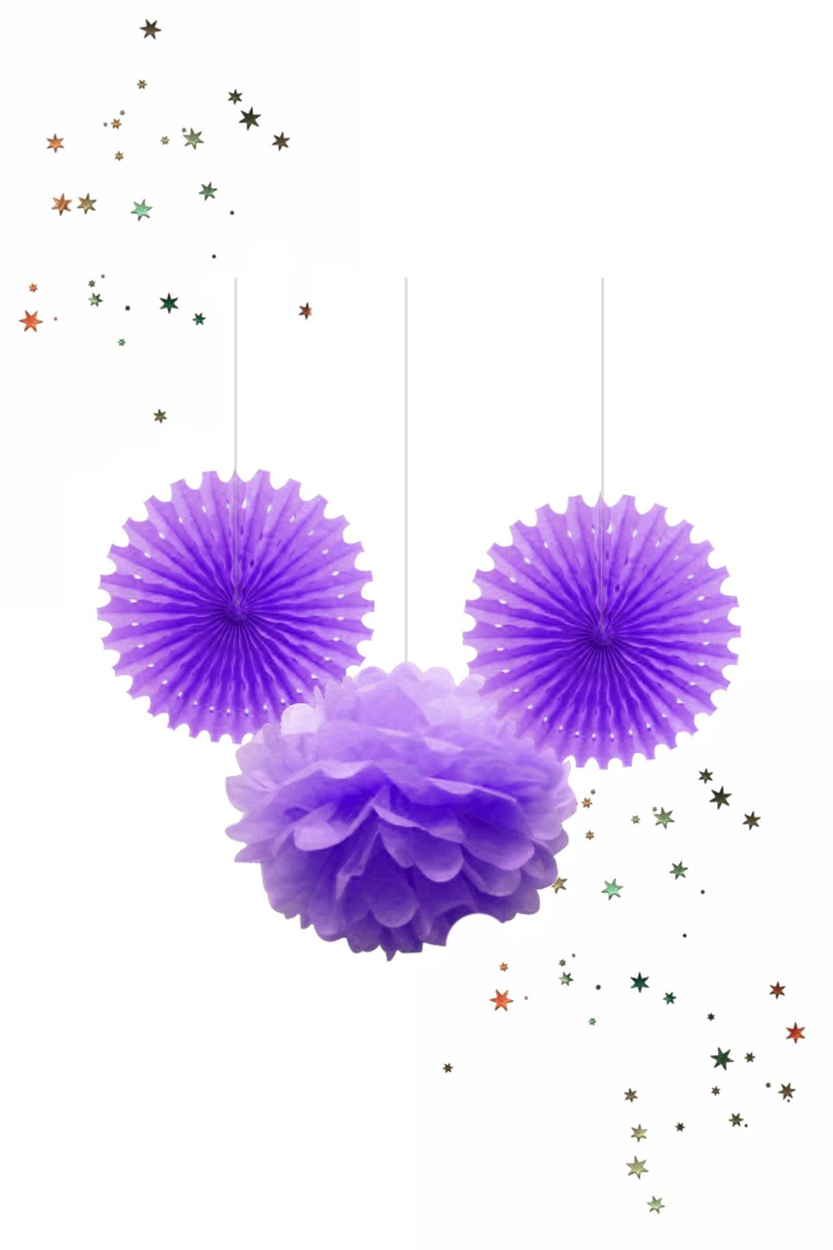 Kikajoy Ponpon Yelpaze Süs Seti Mor 3'lüPartistST2010