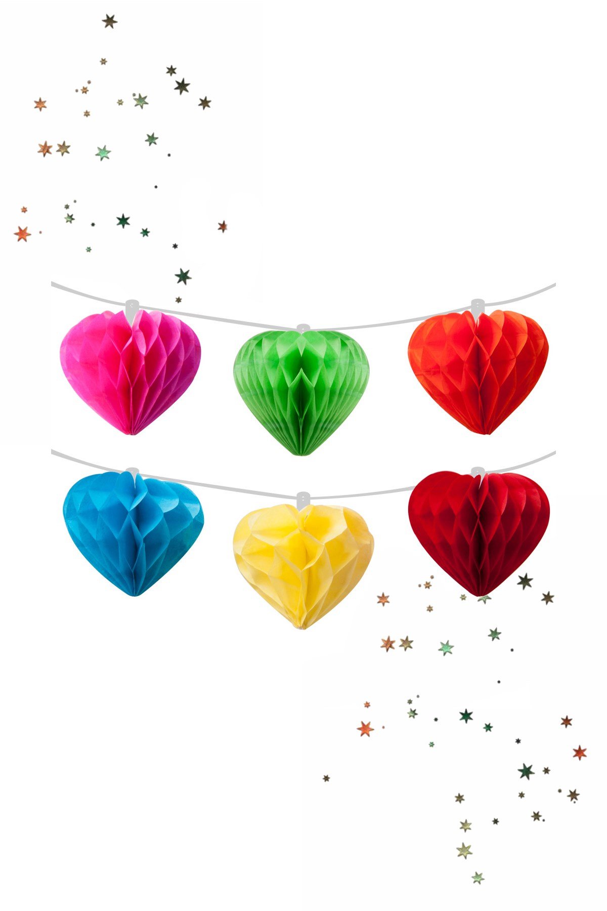 Kikajoy Sıralı Petek Süs Kalp Rengarank 6'lıPartistST2062