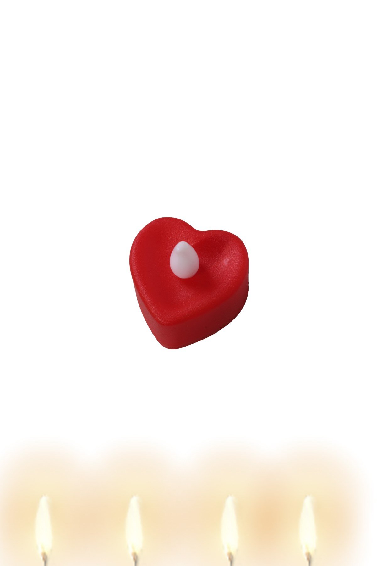 Kırmızı Kalpli Led Mum Pilli 24'lüPartistST3105