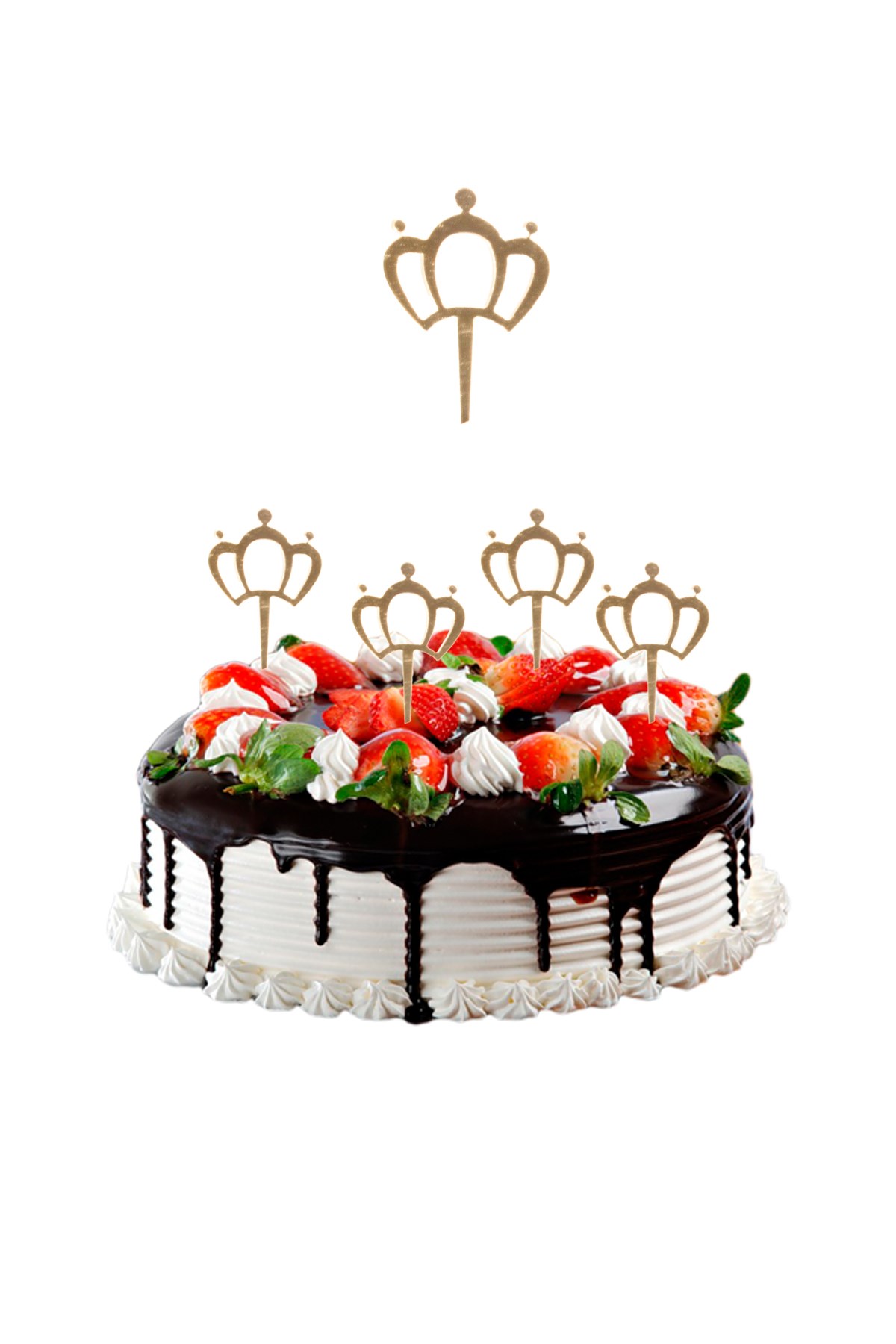 Kraliçe Taç Pasta Üstü Pleksi Kürdan Gold 3*5cm 8'liPartistST2424