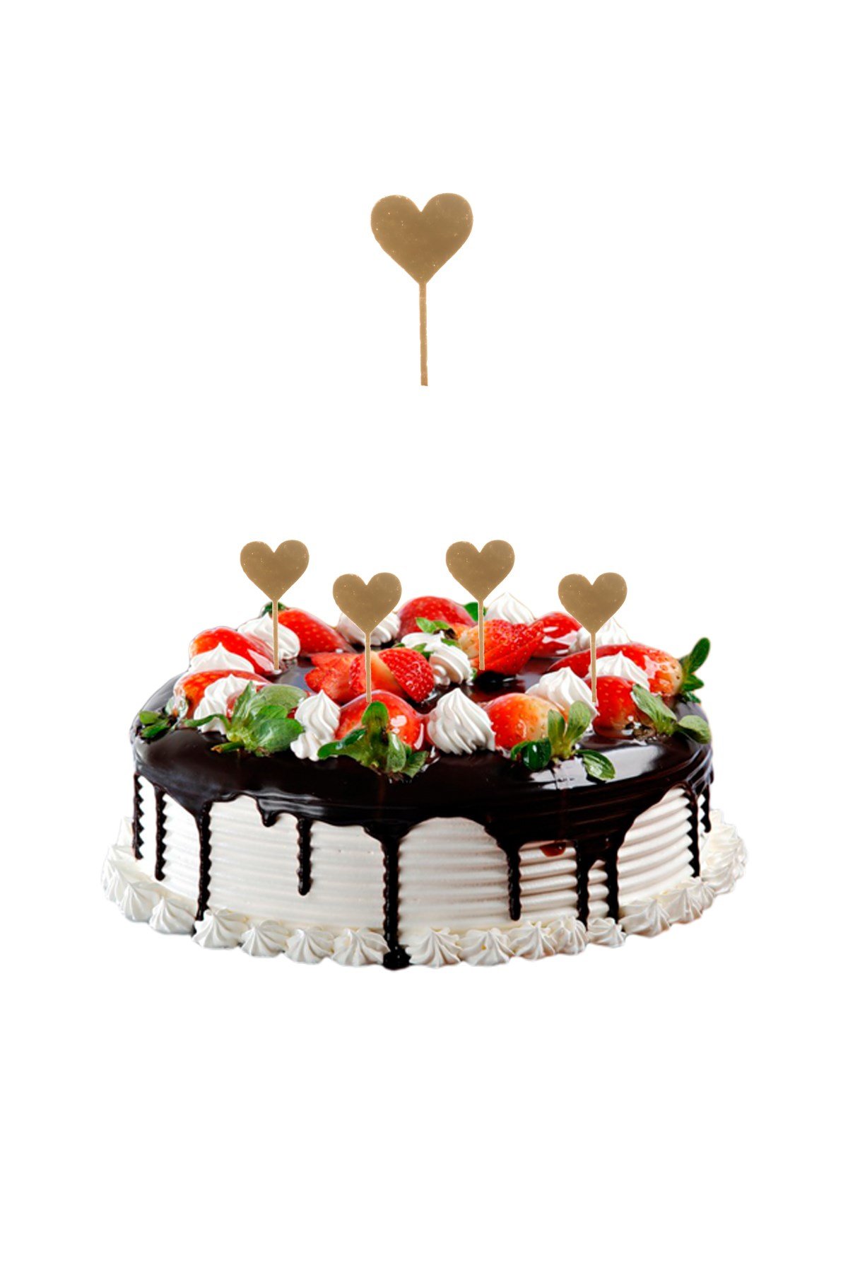 Küçük Kalp Pasta Üstü Pleksi Kürdan Gold 3*7cm 8'liPartistST2428