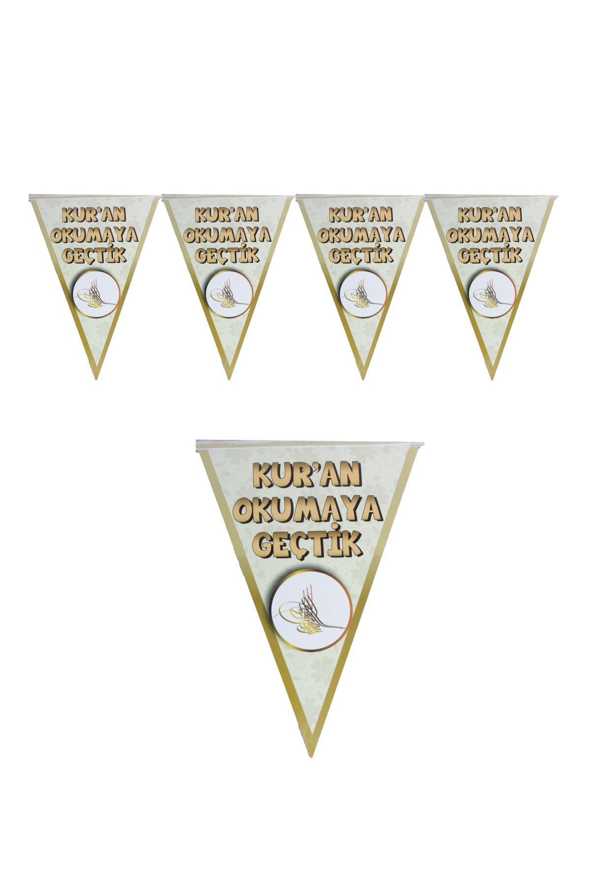 Kur'an Okumaya Geçtik Üçgen Flama 200cmPartistST1864
