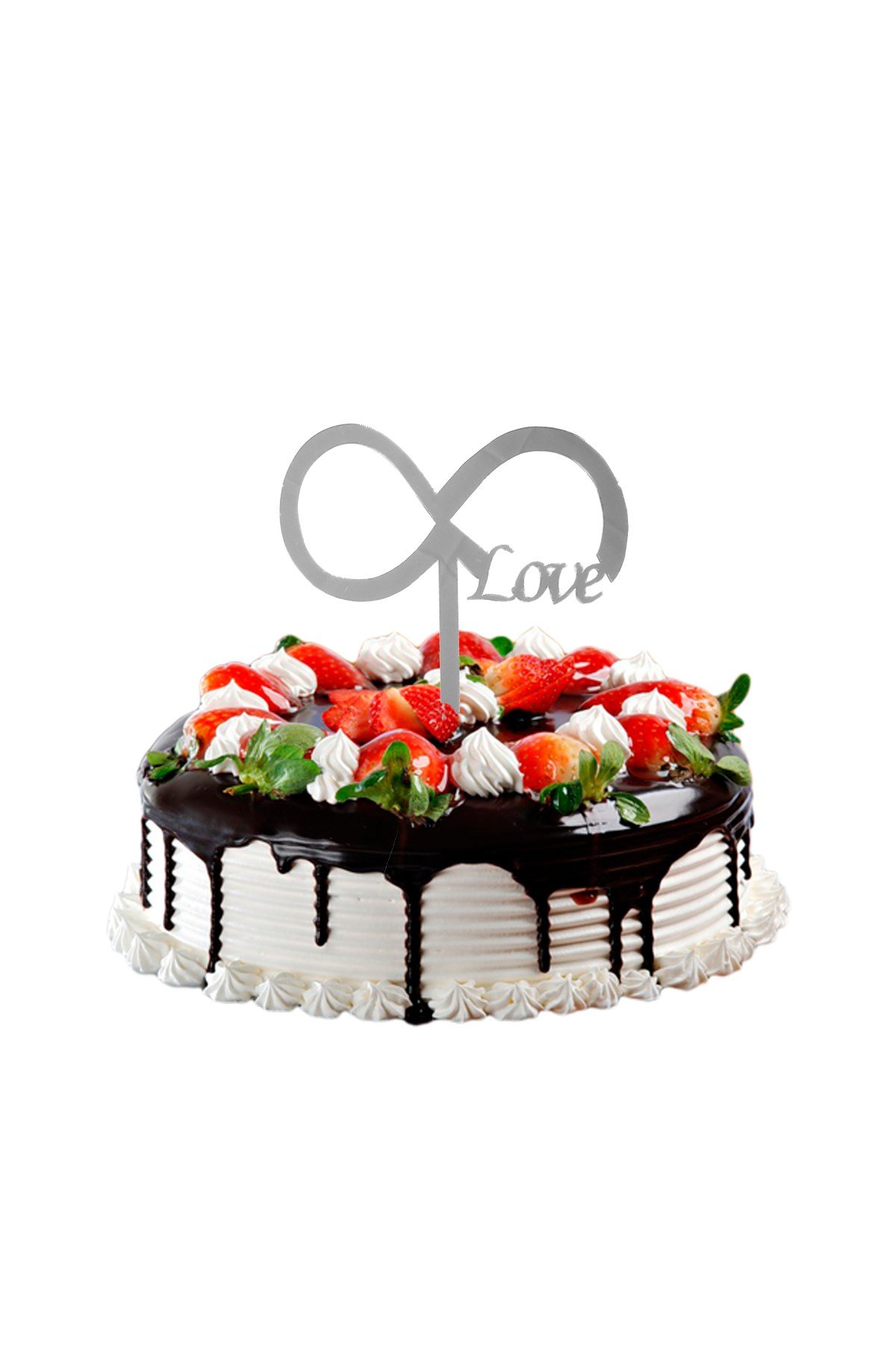 Love Sonsuzluk Pasta Üstü Pleksi Yazı Gümüş 14cmPartistST2379